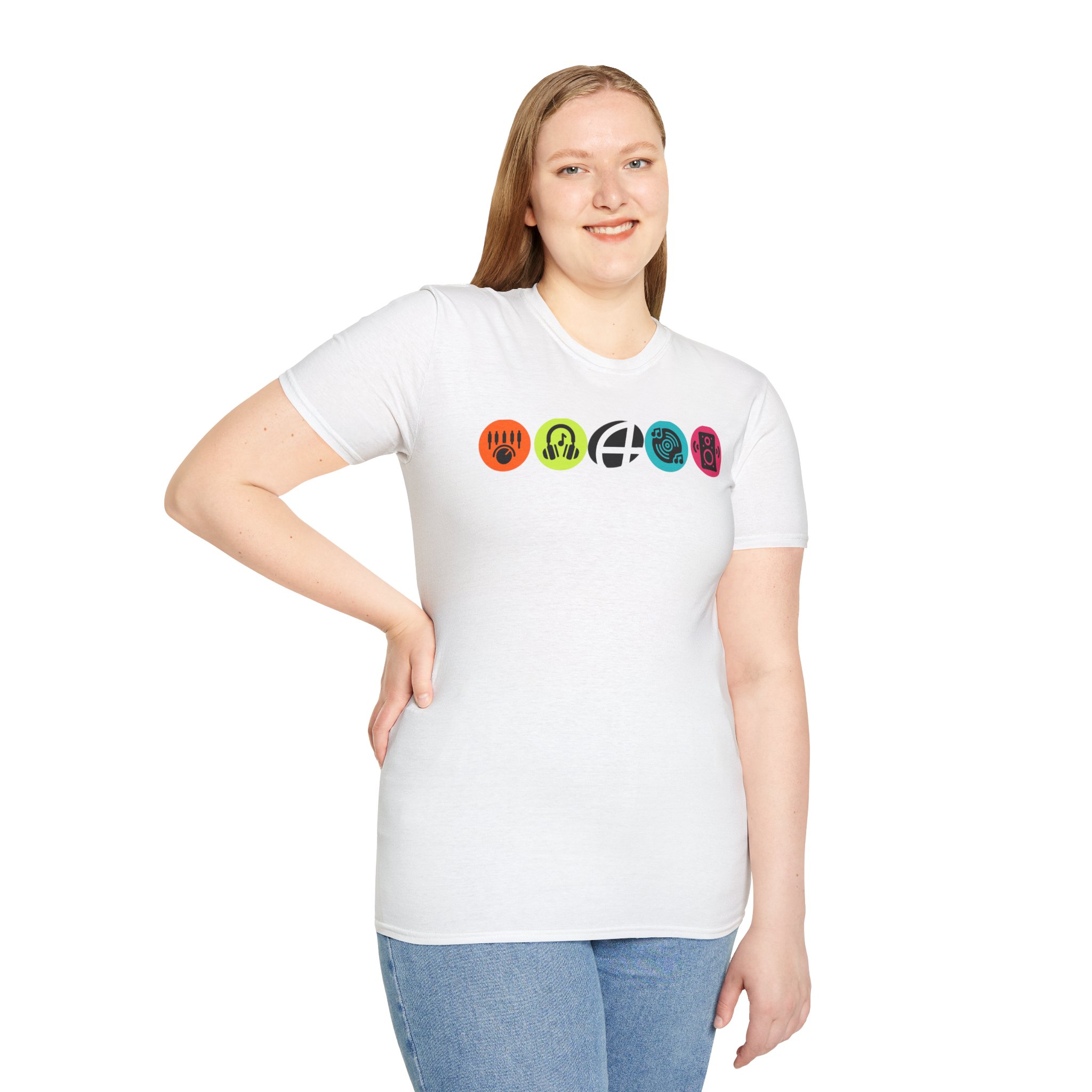 Music Icon Row T-Shirt — Colorful Band Equipment Graphic Tee - Image 14