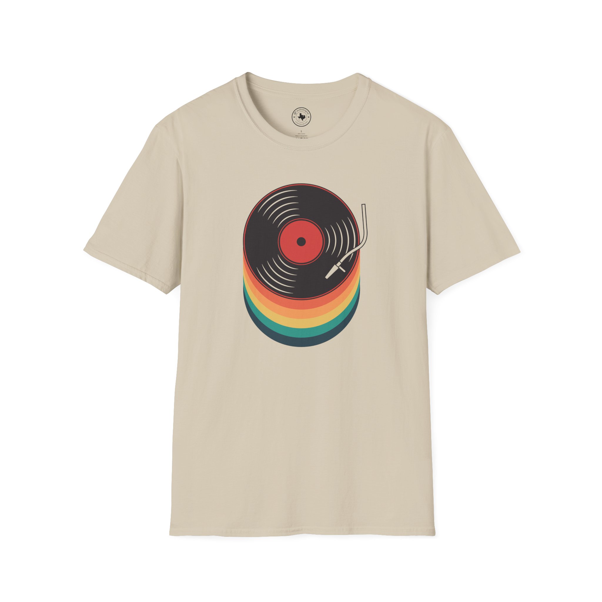 Retro Vinyl Record T-Shirt — Rainbow Stack Turntable Tee - Image 31