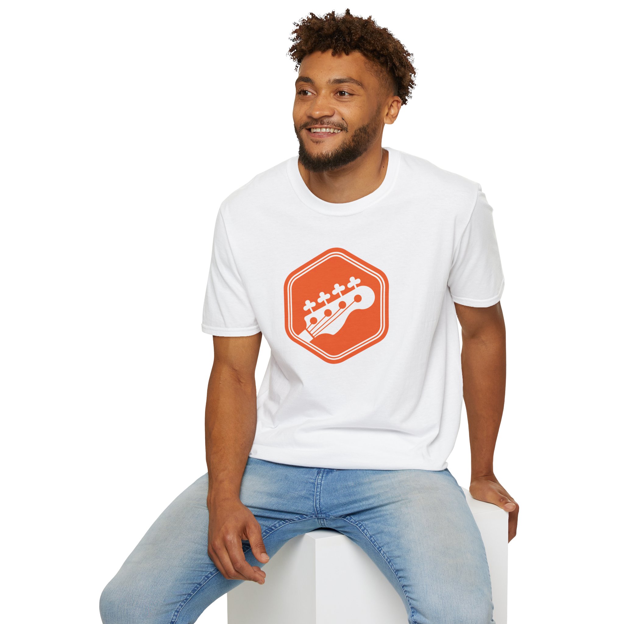 Orange Bass Guitar Badge T-Shirt — Retro Musician Tee for Bass Players - Image 16