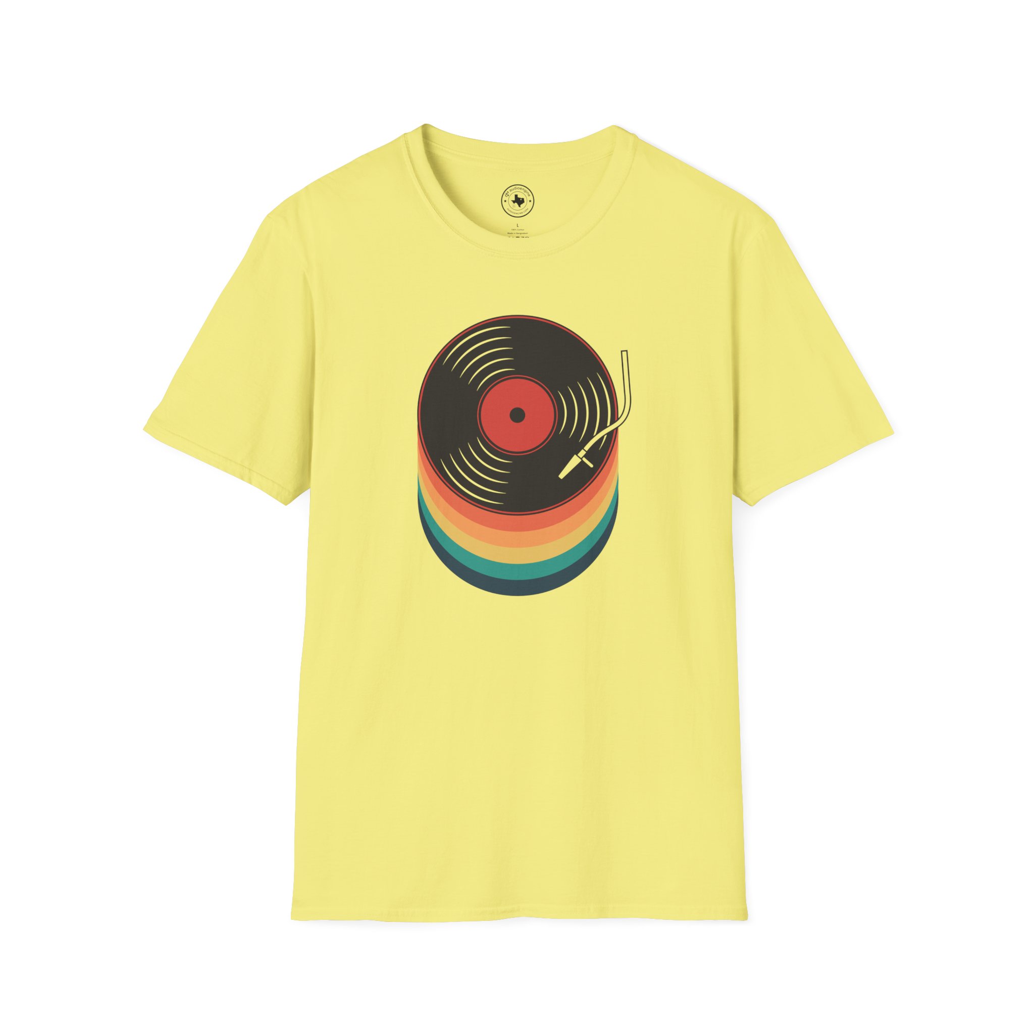 Retro Vinyl Record T-Shirt — Rainbow Stack Turntable Tee - Image 71