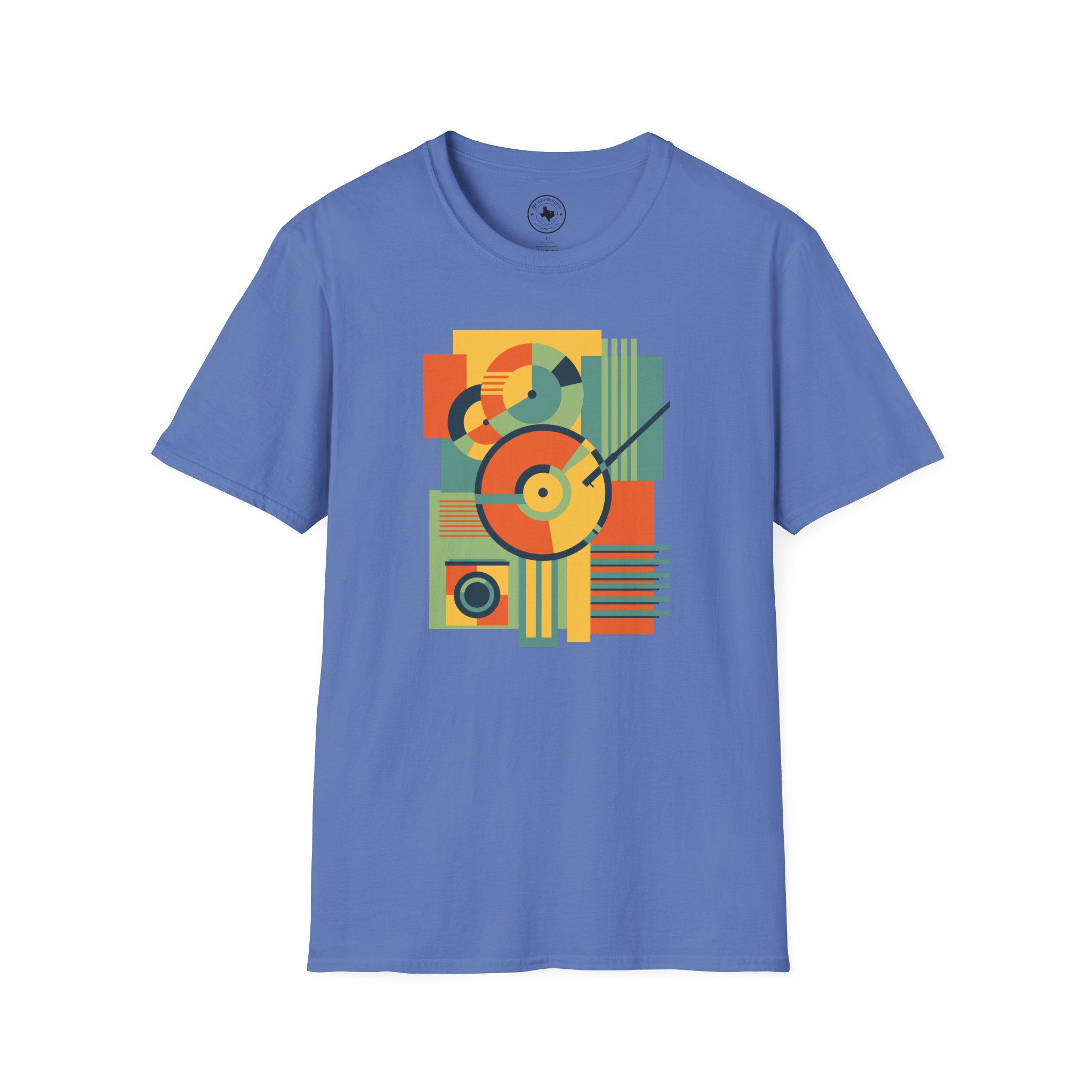 Retro Geometric Vinyl Record T-Shirt - Image 97