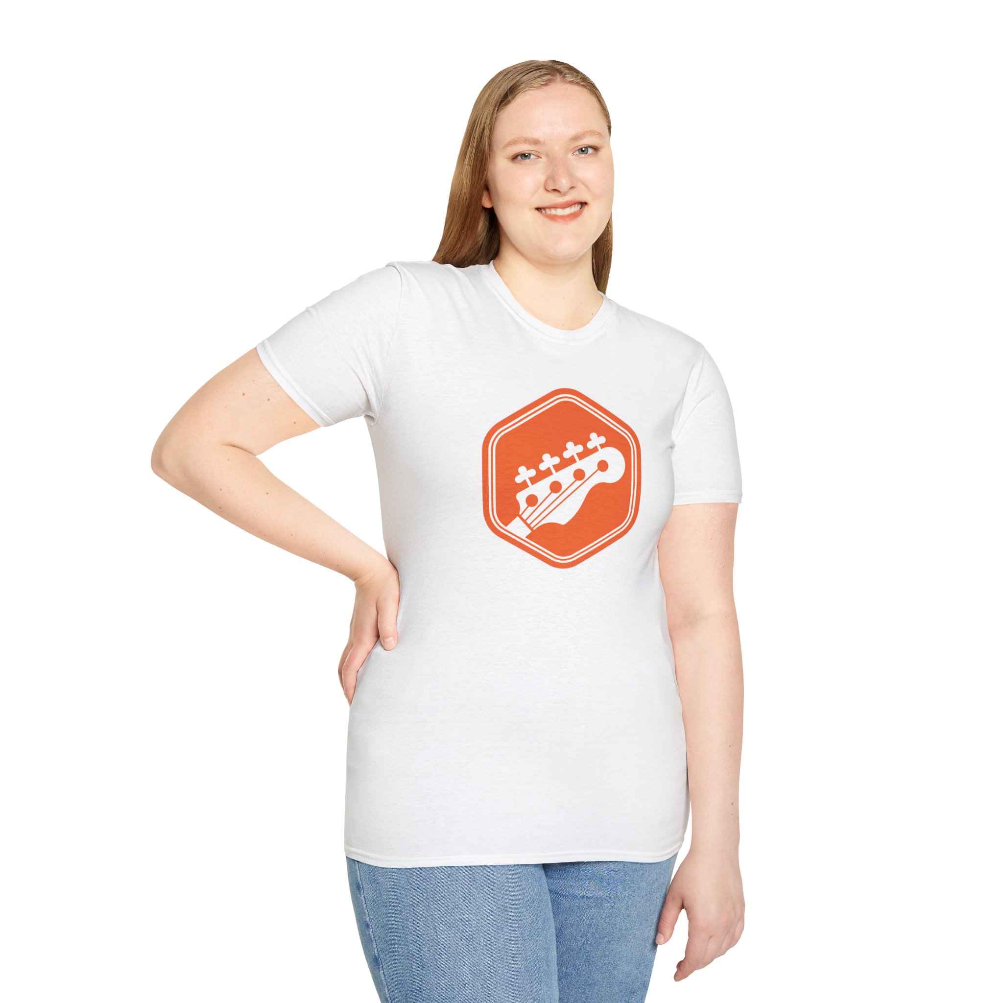 Orange Bass Guitar Badge T-Shirt — Retro Musician Tee for Bass Players - Image 14