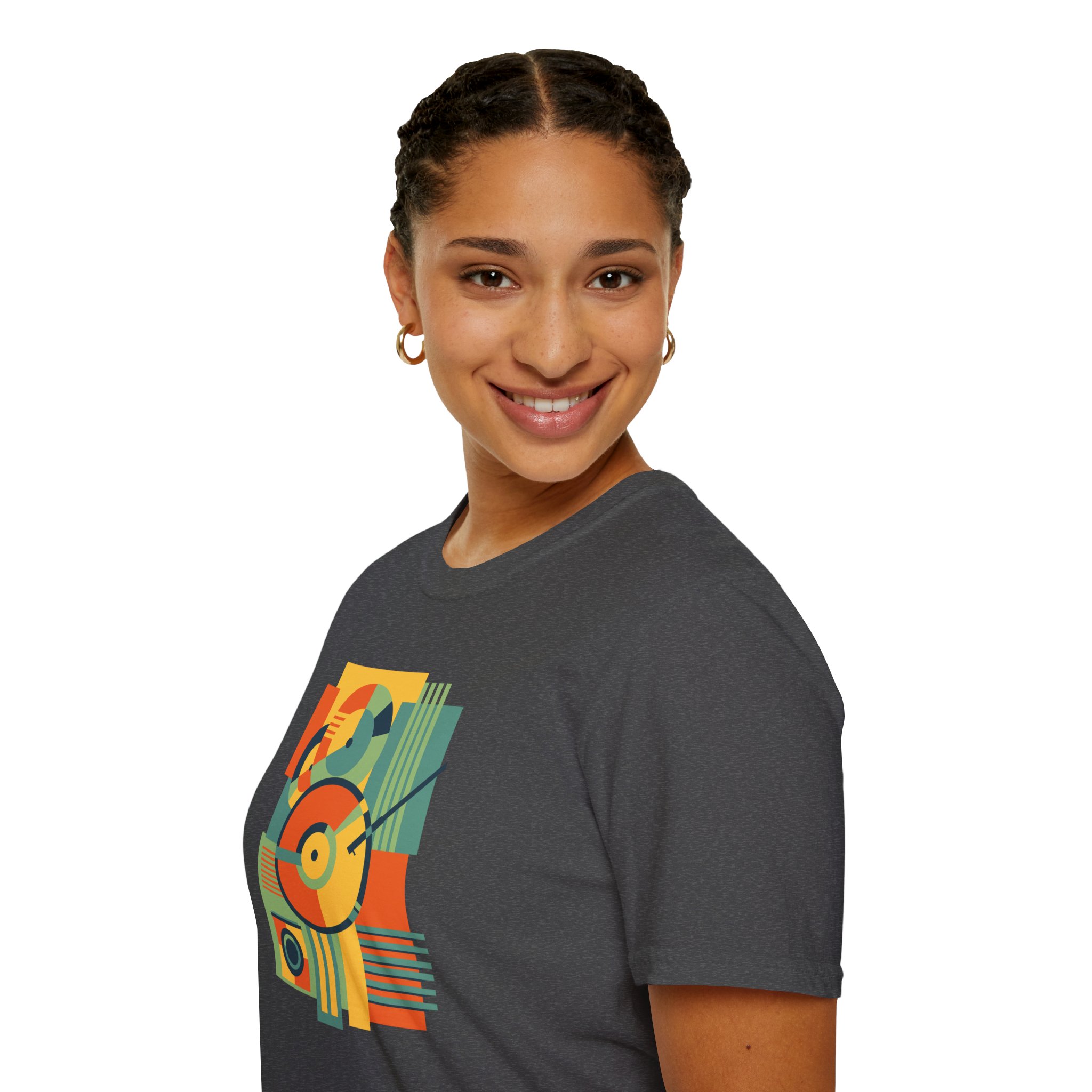 Retro Geometric Vinyl Record T-Shirt — Vintage Music Graphic Tee - Image 77