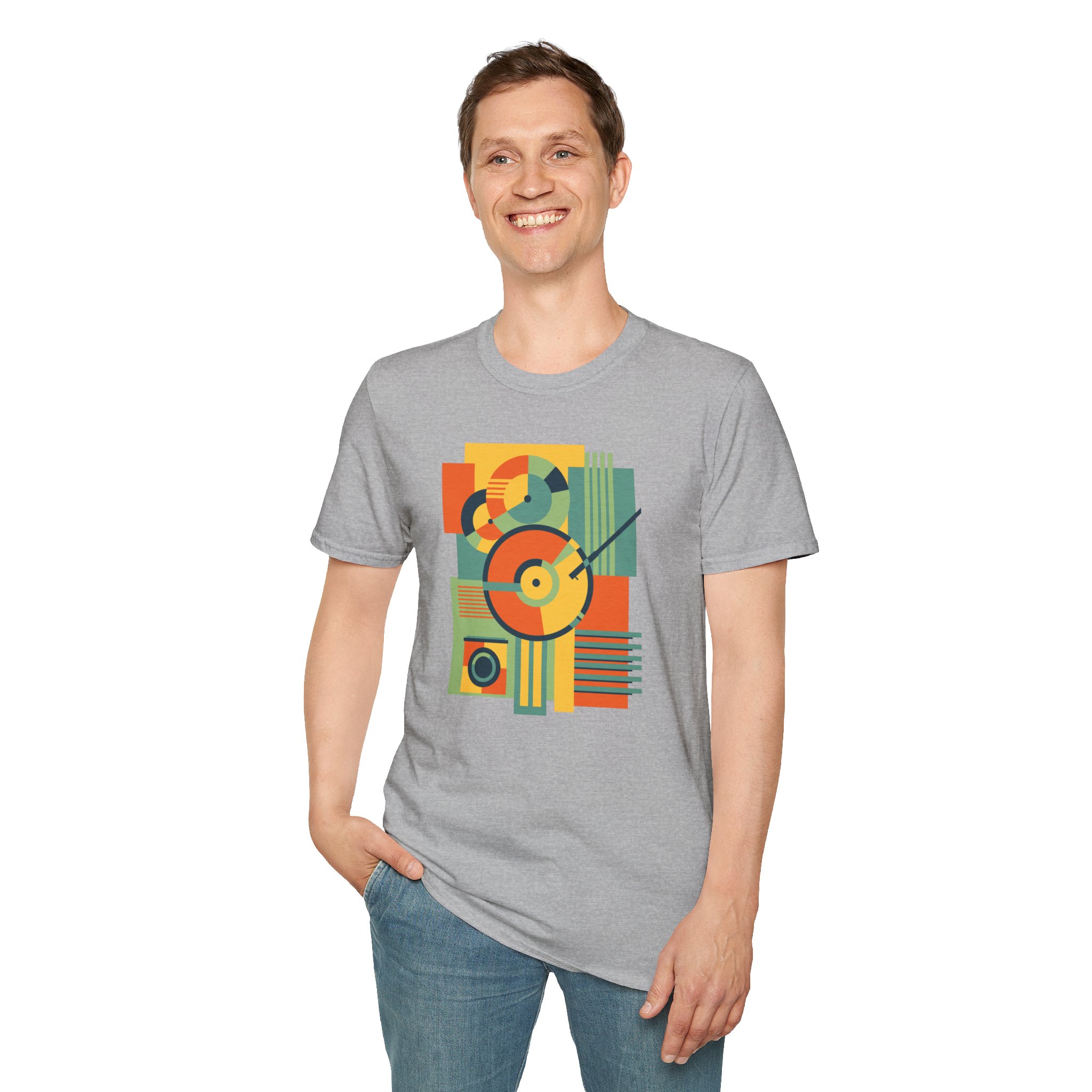 Retro Geometric Vinyl Record T-Shirt - Image 54