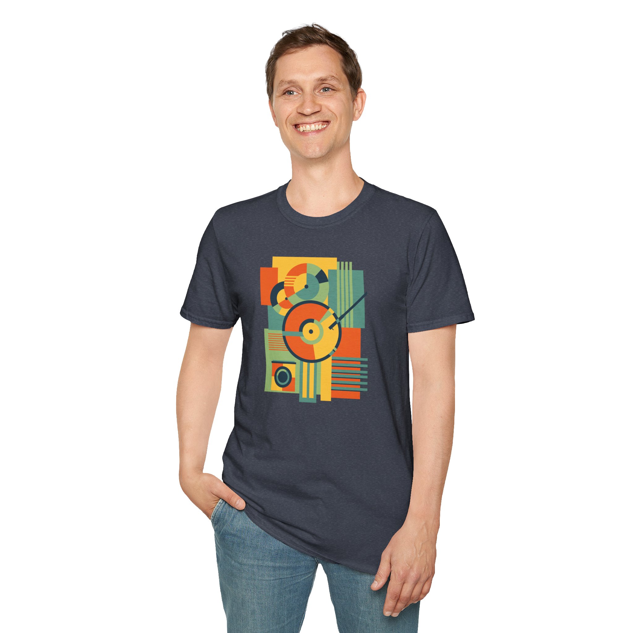 Retro Geometric Vinyl Record T-Shirt — Vintage Music Graphic Tee - Image 7