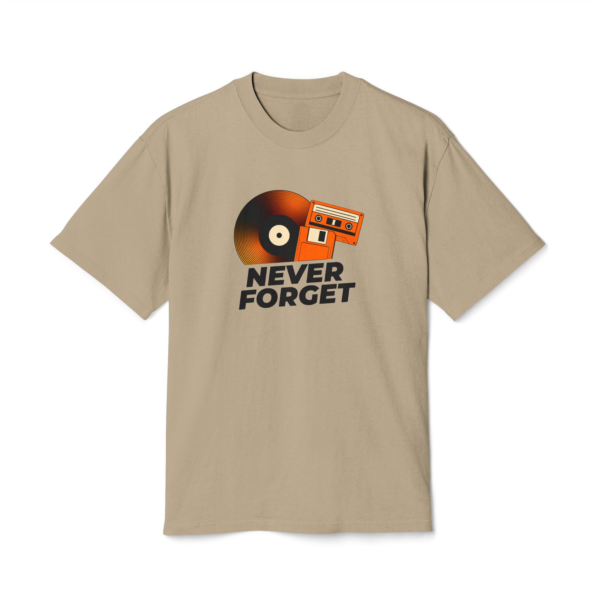 Retro Music Theme Unisex Heavy Faded Tee - 'Never Forget' - Image 9