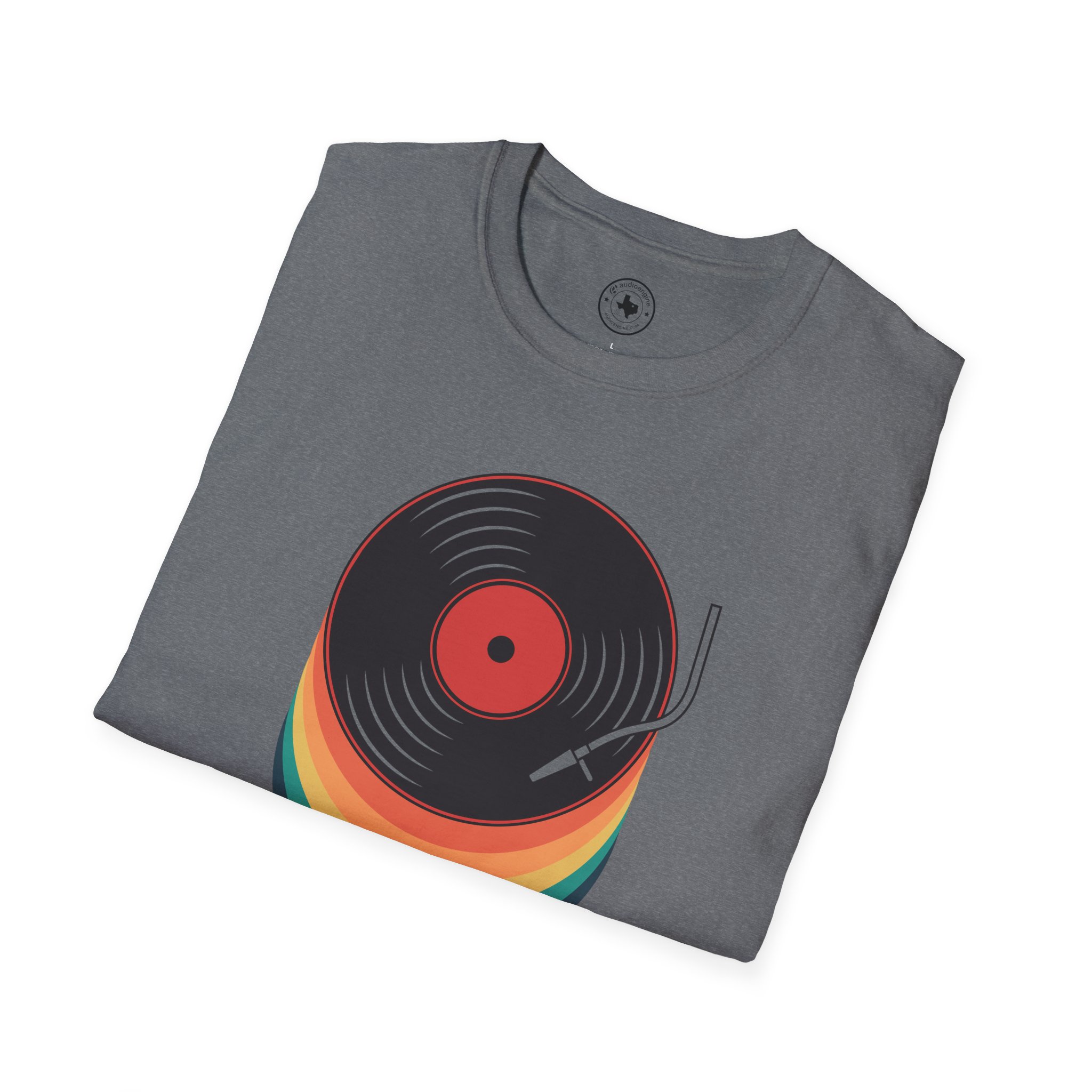 Retro Vinyl Record T-Shirt — Rainbow Stack Turntable Tee - Image 114