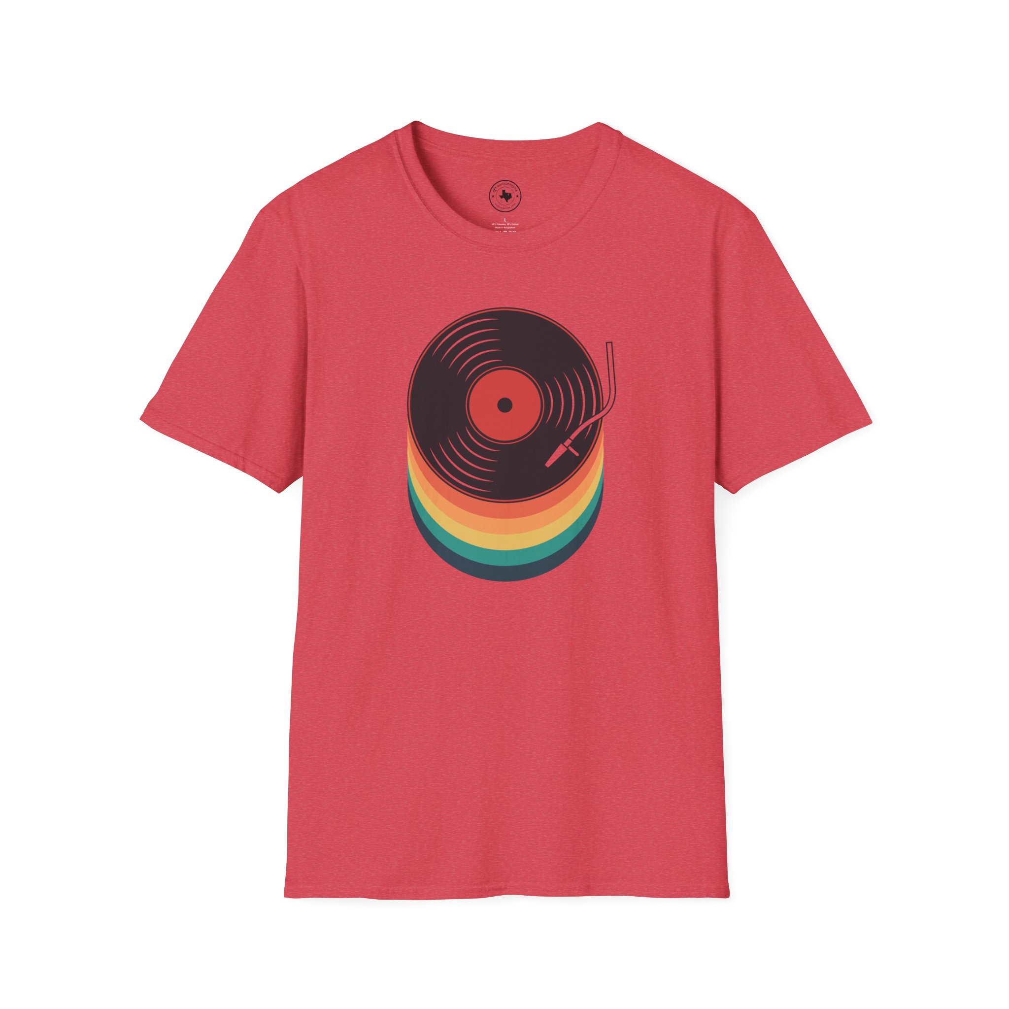 Retro Vinyl Record T-Shirt — Rainbow Stack Turntable Tee - Image 141