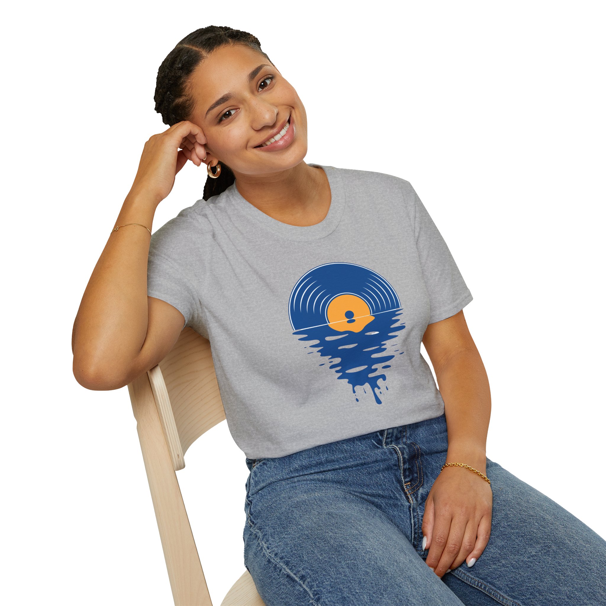 Sunset Vinyl Record T‑Shirt — Retro Music Lake Graphic Tee - Image 63