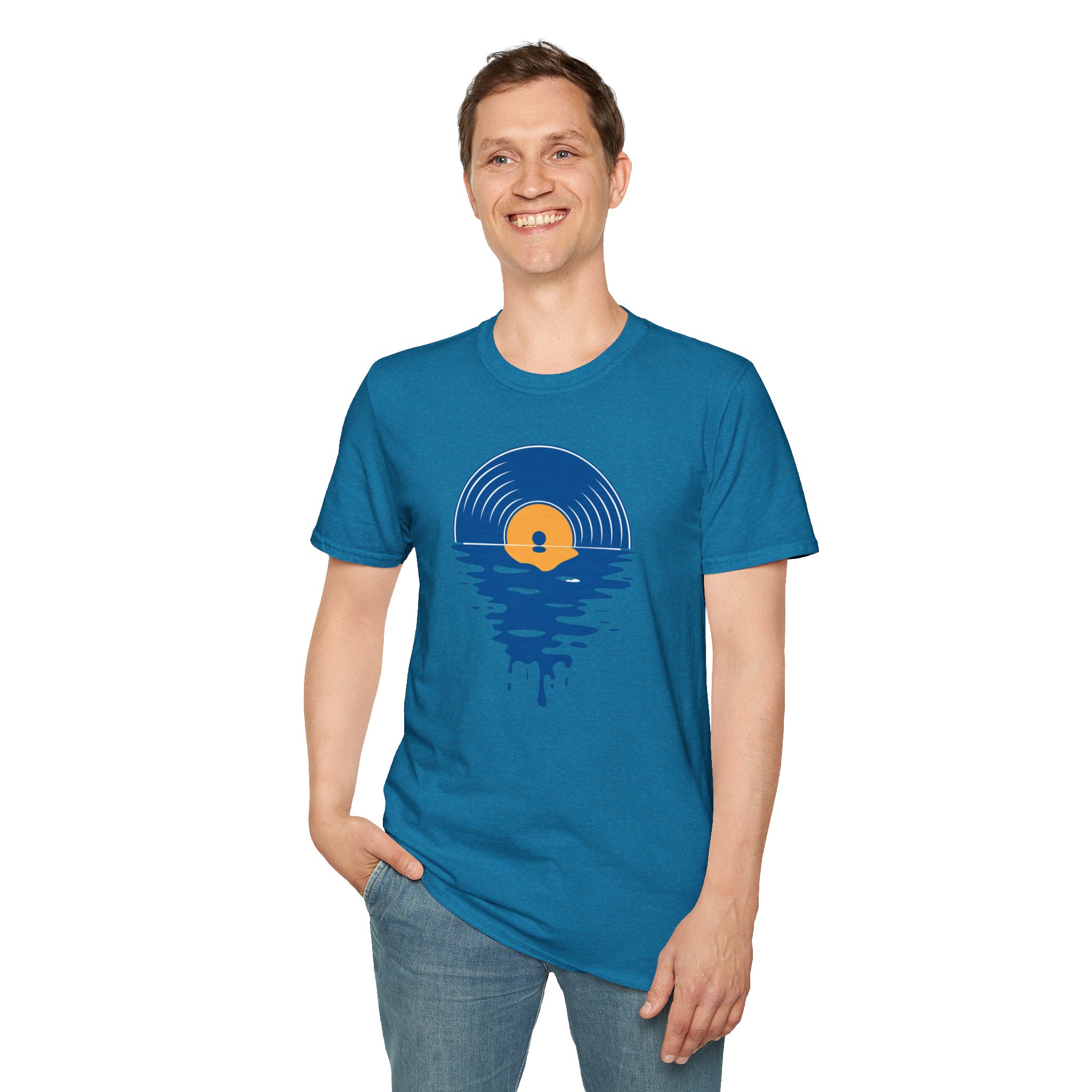 Sunset Vinyl Record T‑Shirt — Retro Music Lake Graphic Tee - Image 230