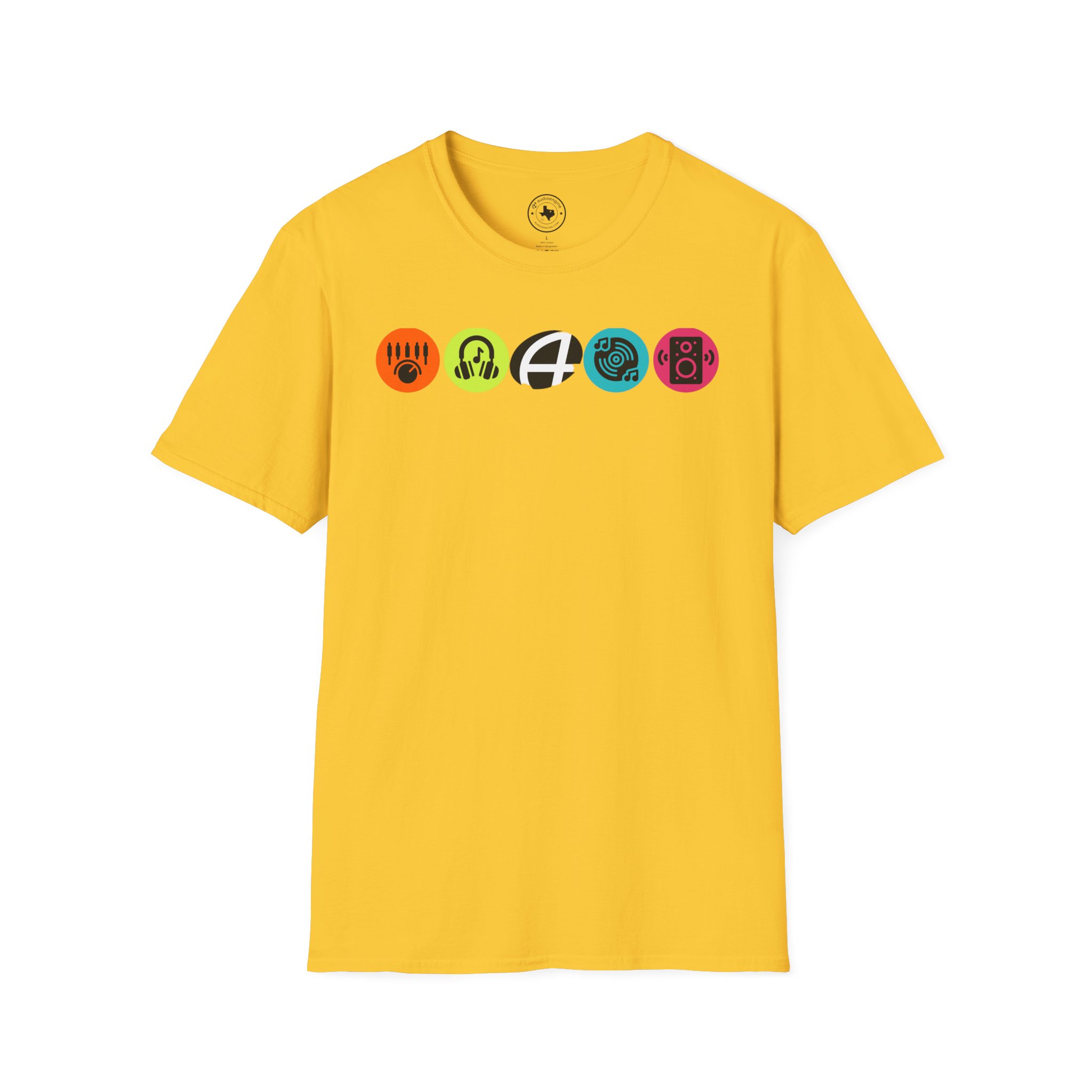 Music Icon Row T-Shirt — Colorful Band Equipment Graphic Tee - Image 46