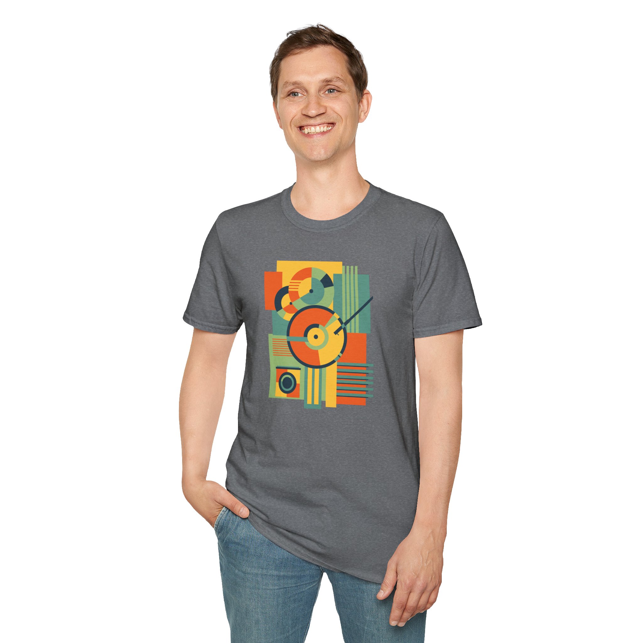 Retro Geometric Vinyl Record T-Shirt — Vintage Music Graphic Tee - Image 66