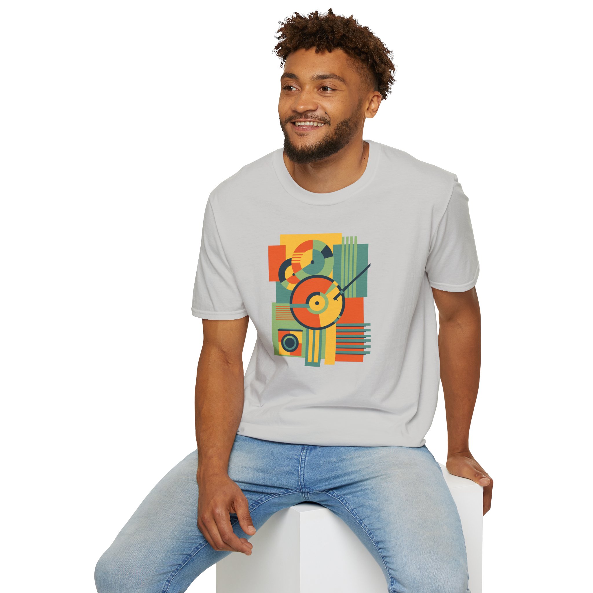 Retro Geometric Vinyl Record T-Shirt — Vintage Music Graphic Tee - Image 39