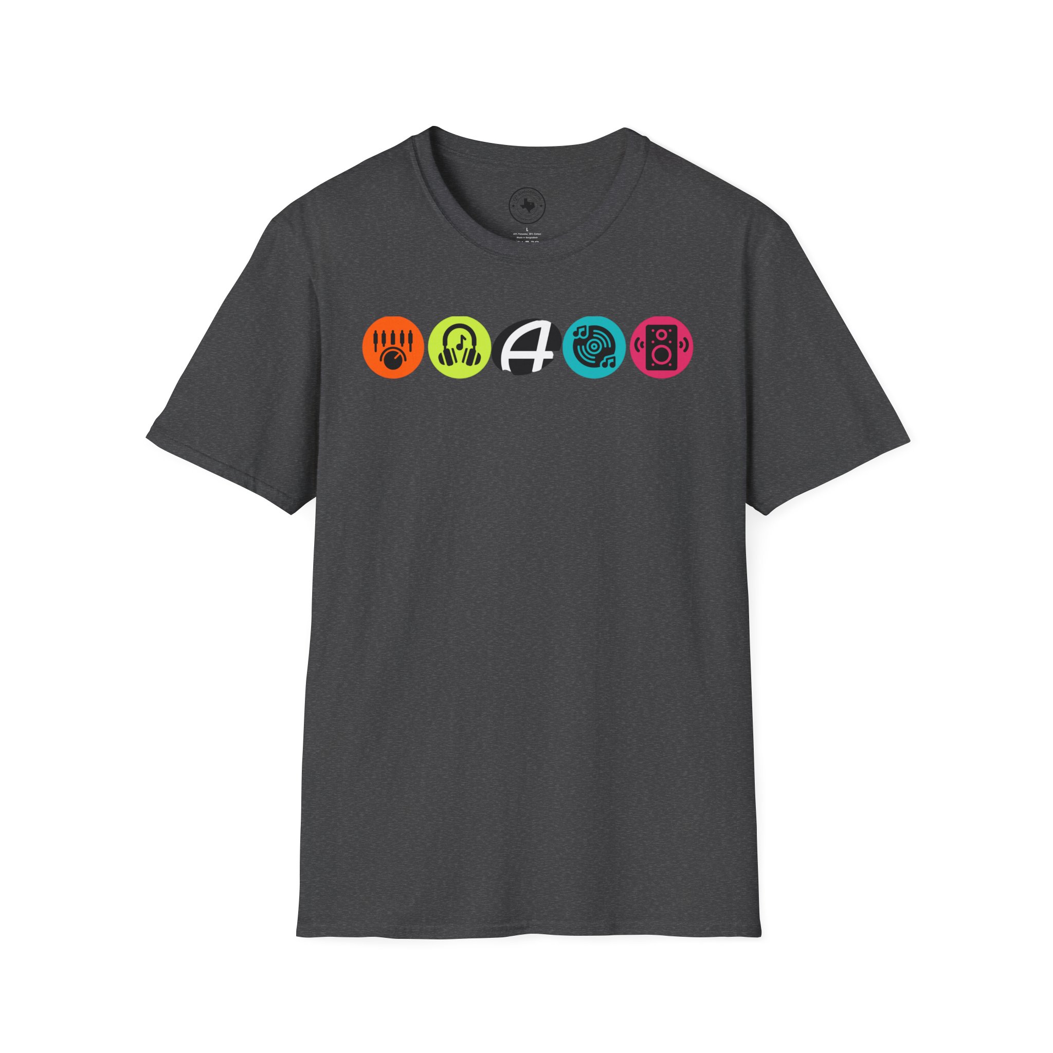 Music Icon Row T-Shirt — Colorful Band Equipment Graphic Tee - Image 64