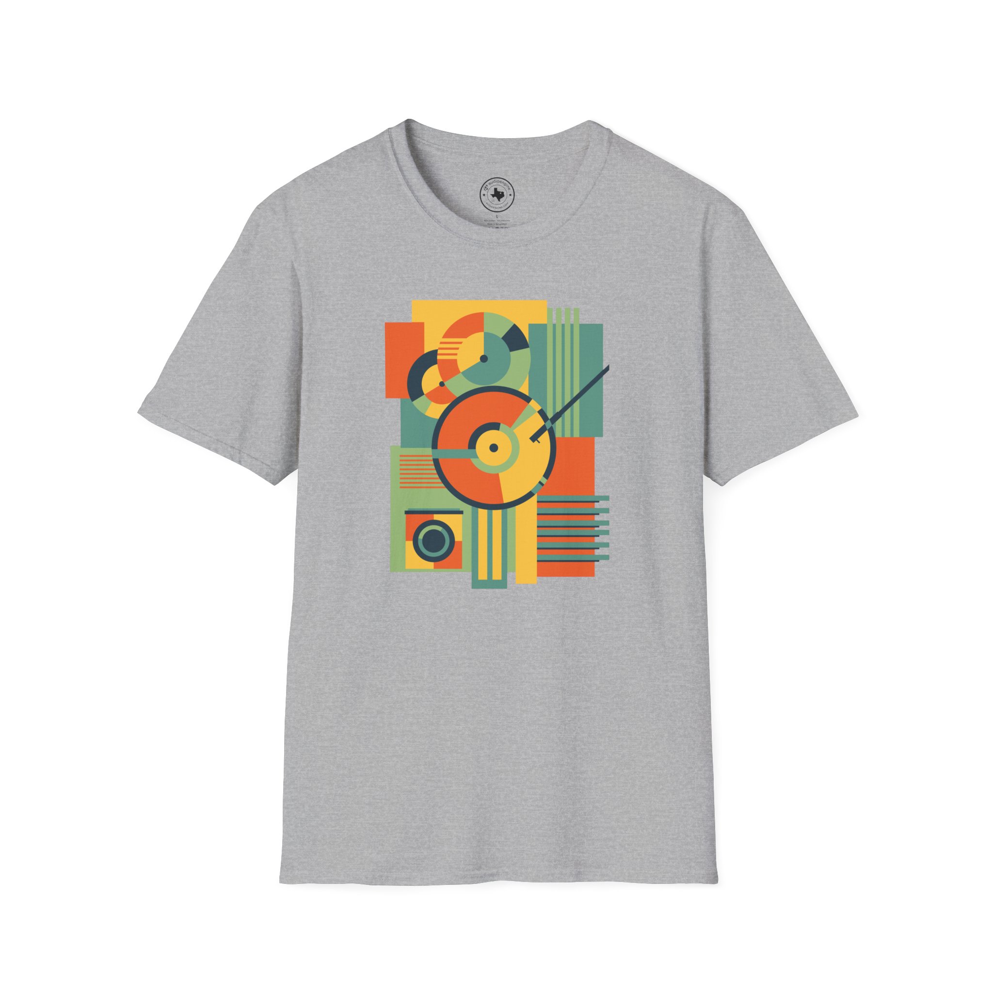 Retro Geometric Vinyl Record T-Shirt - Image 49