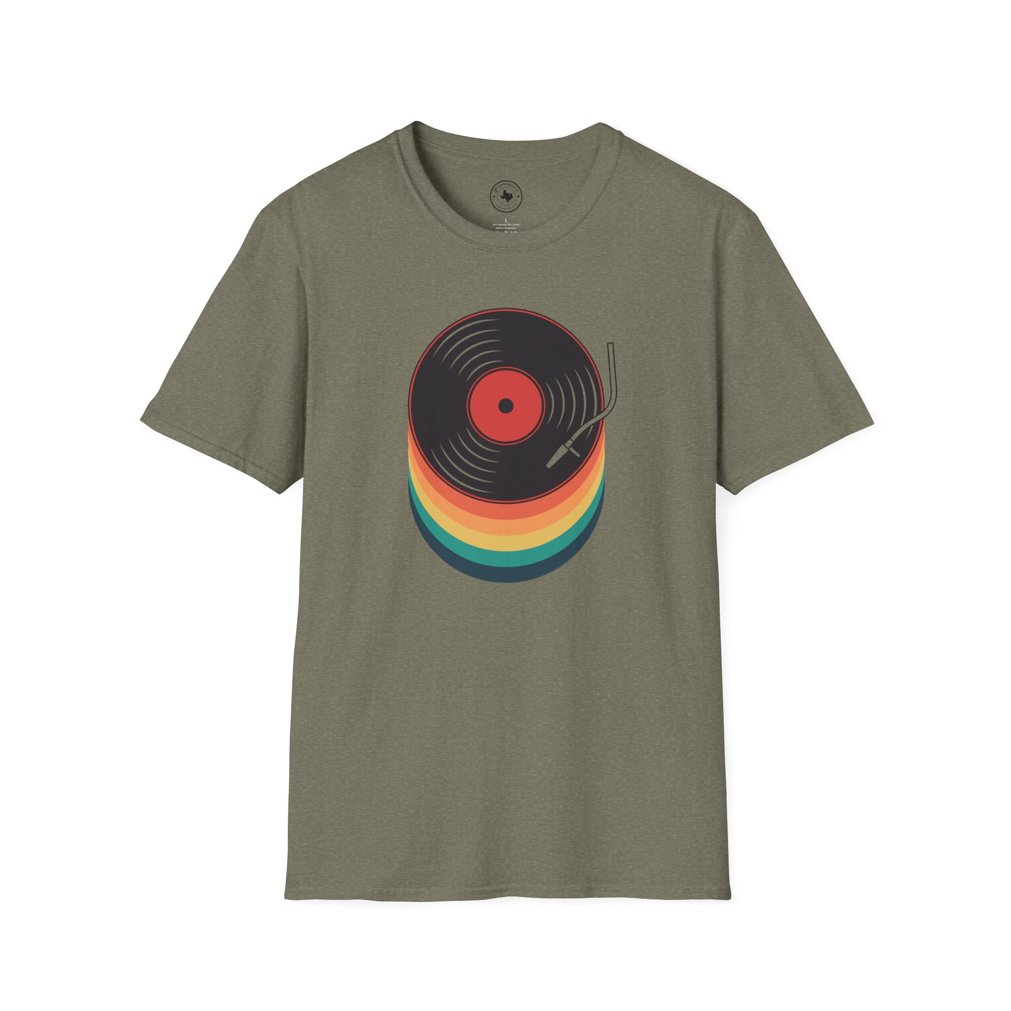 Retro Vinyl Record T-Shirt — Rainbow Stack Turntable Tee - Image 81