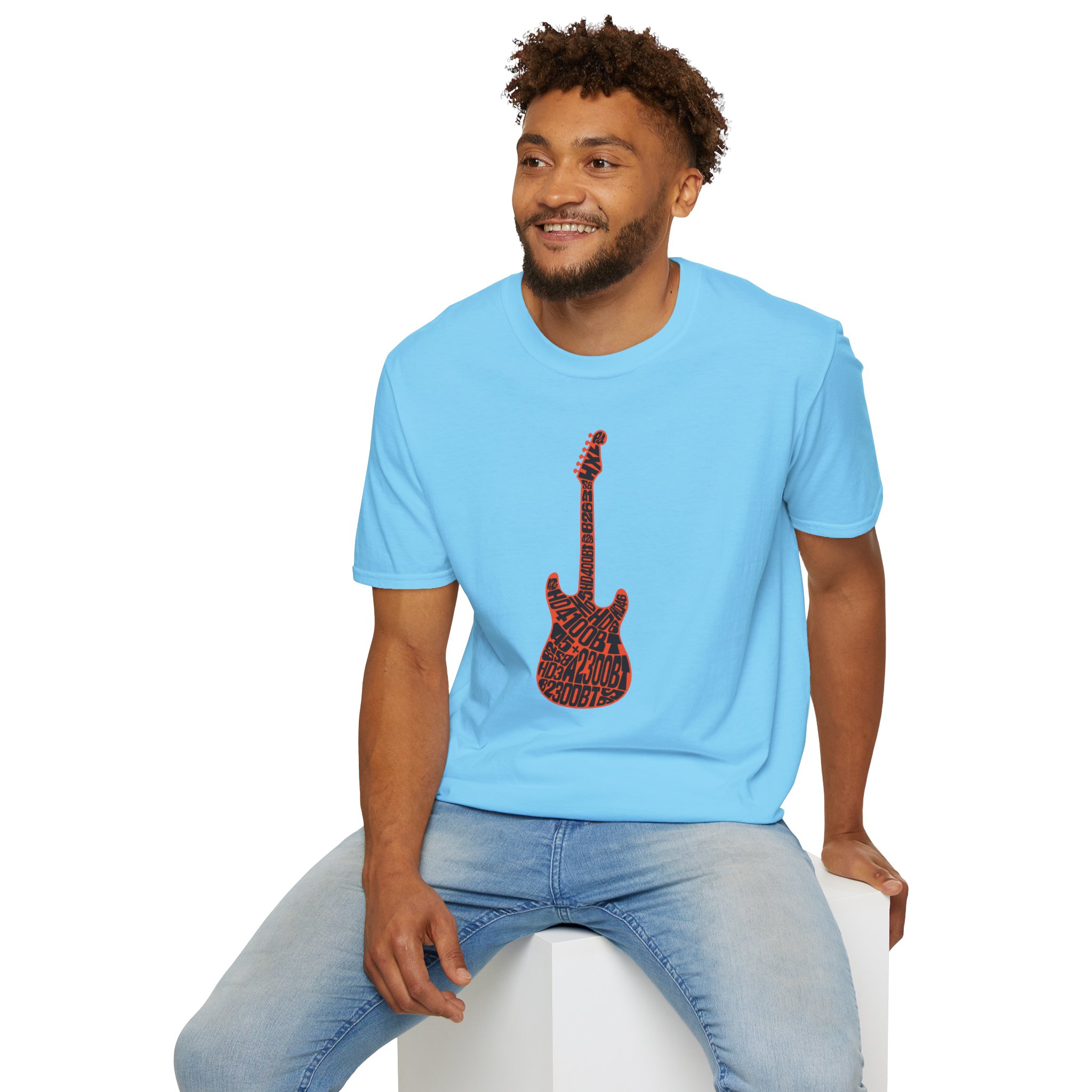 Electric Guitar Graphic T-Shirt — Red Psychedelic Music Tee - Image 98
