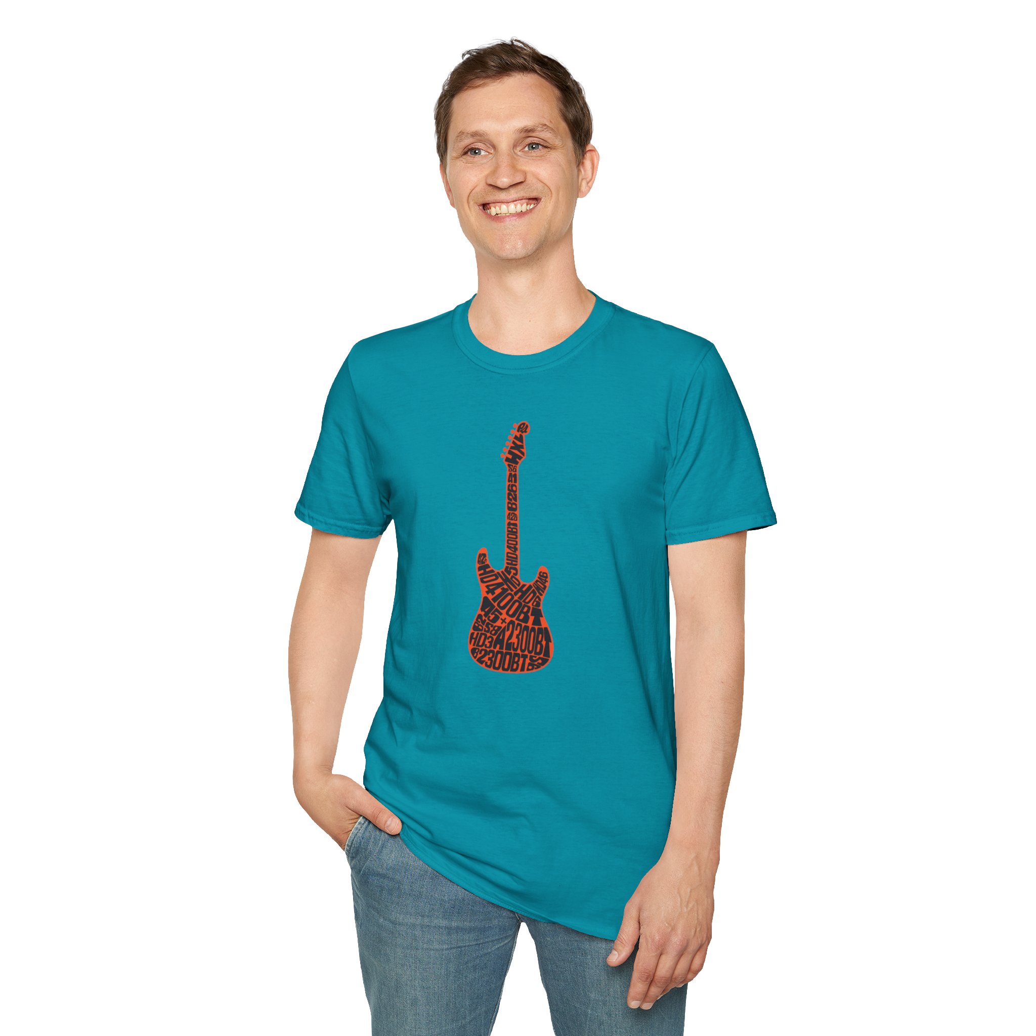Electric Guitar Graphic T‑Shirt — Red Pattern Rock Music Tee - Image 106