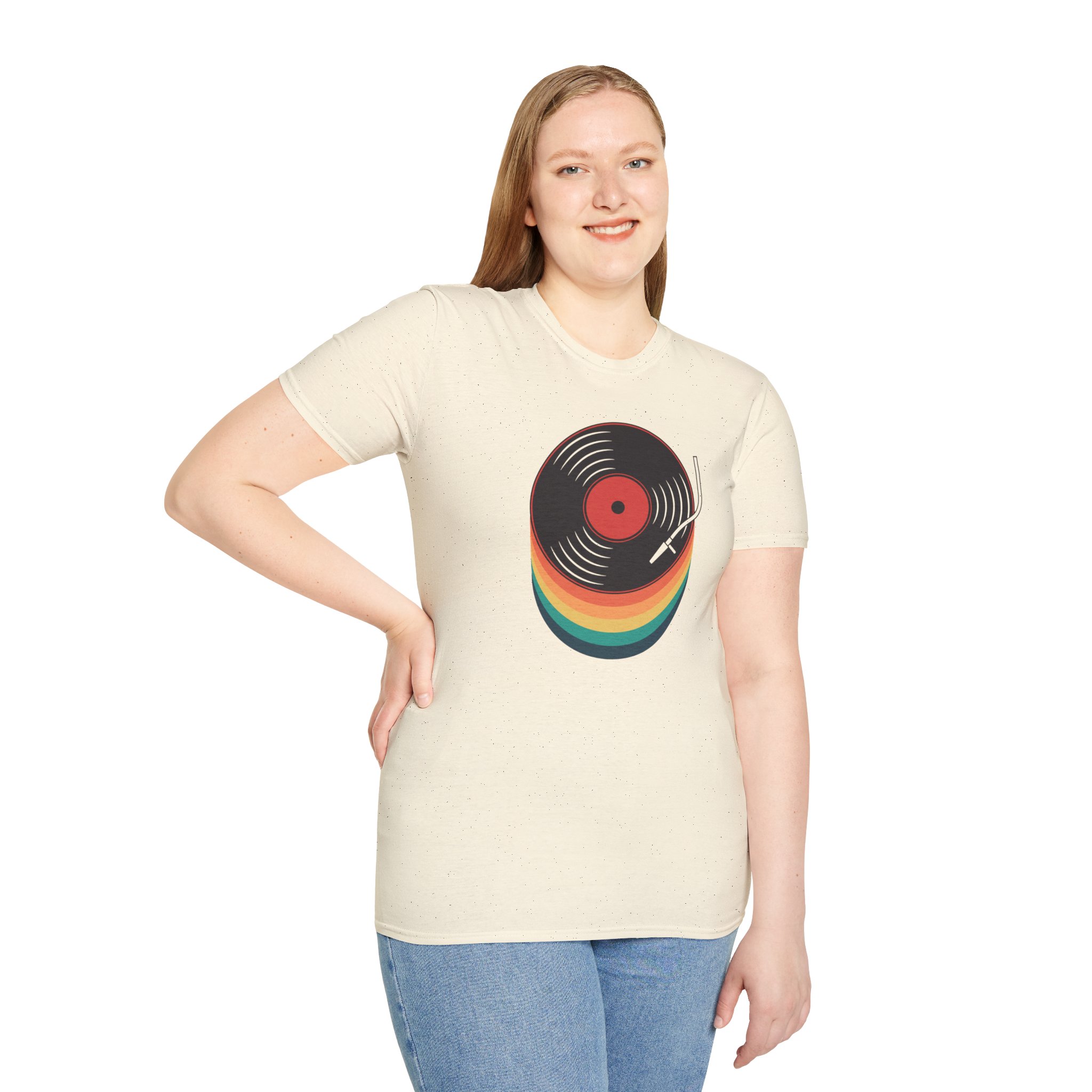 Retro Vinyl Record T-Shirt — Rainbow Stack Turntable Tee - Image 65