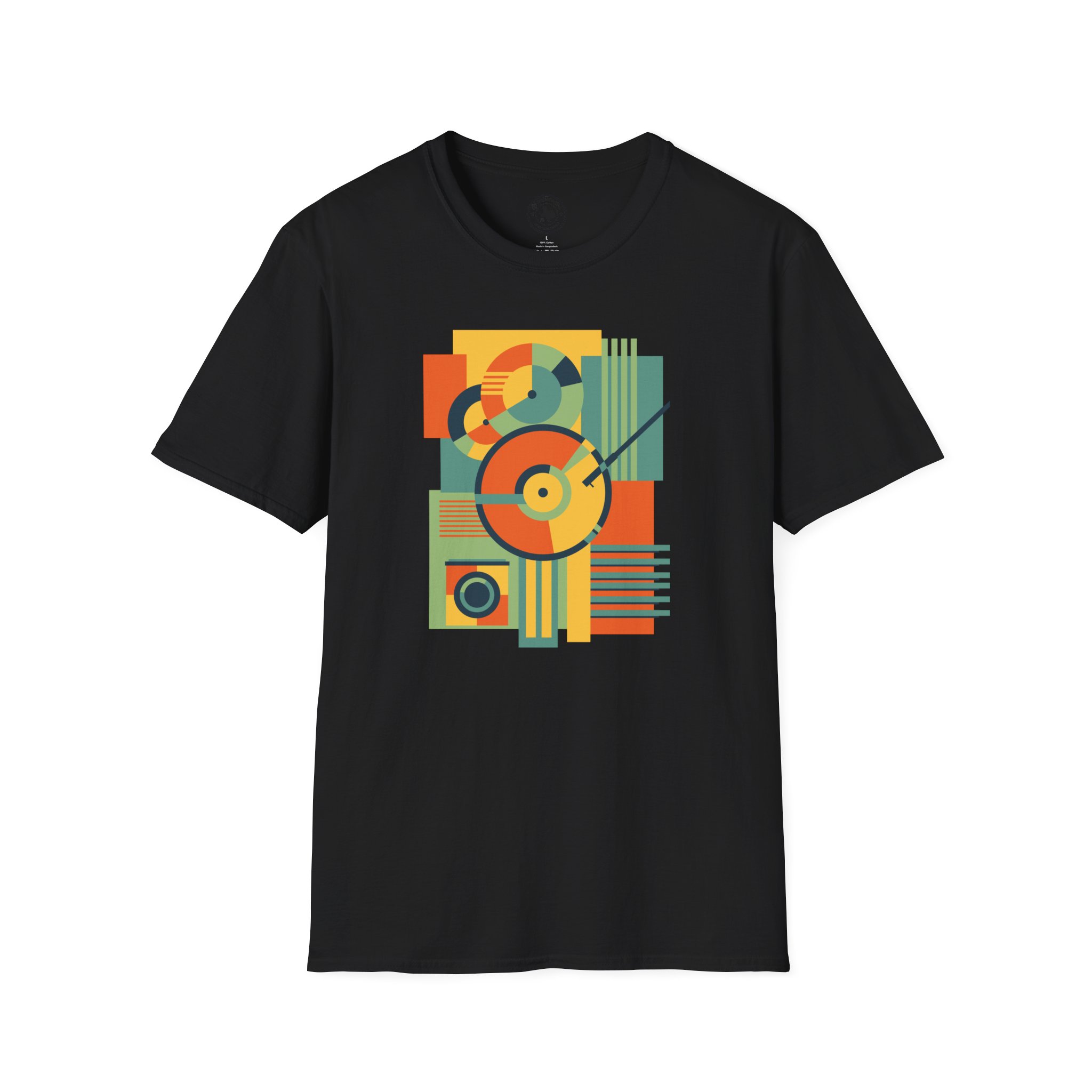 Retro Geometric Vinyl Record T-Shirt - Image 33