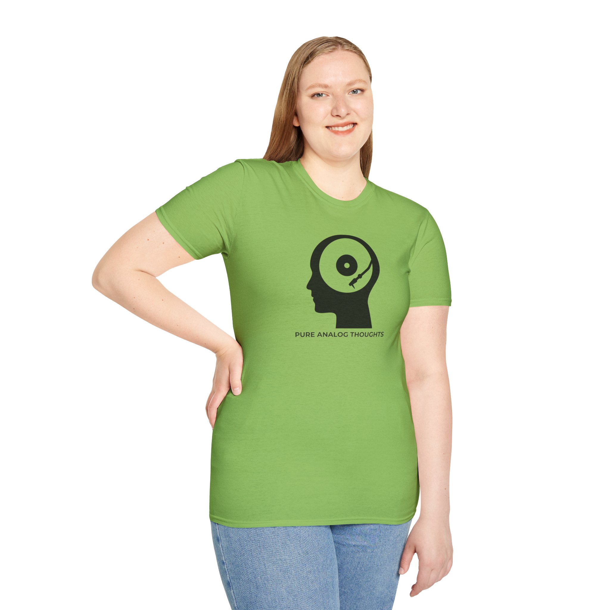 Analog Thoughts T-Shirt — 'Pure Analog Thoughts' Record Head Graphic Tee - Image 77