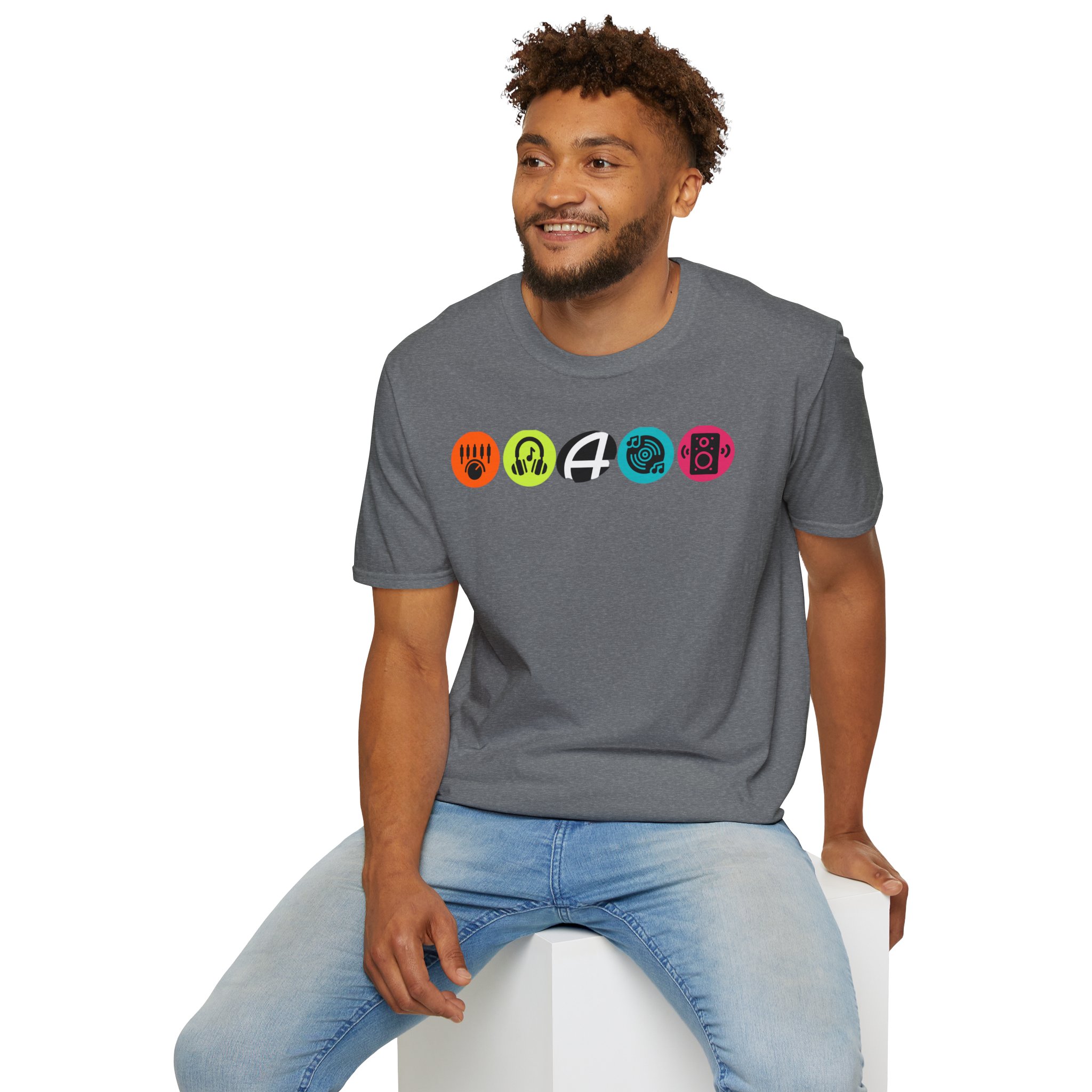 Music Icon Row T-Shirt — Colorful Band Equipment Graphic Tee - Image 8