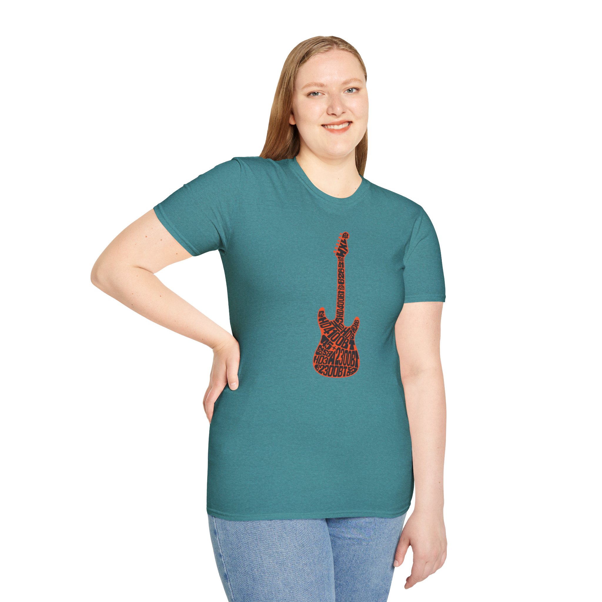 Electric Guitar Graphic T-Shirt — Red Psychedelic Music Tee - Image 86