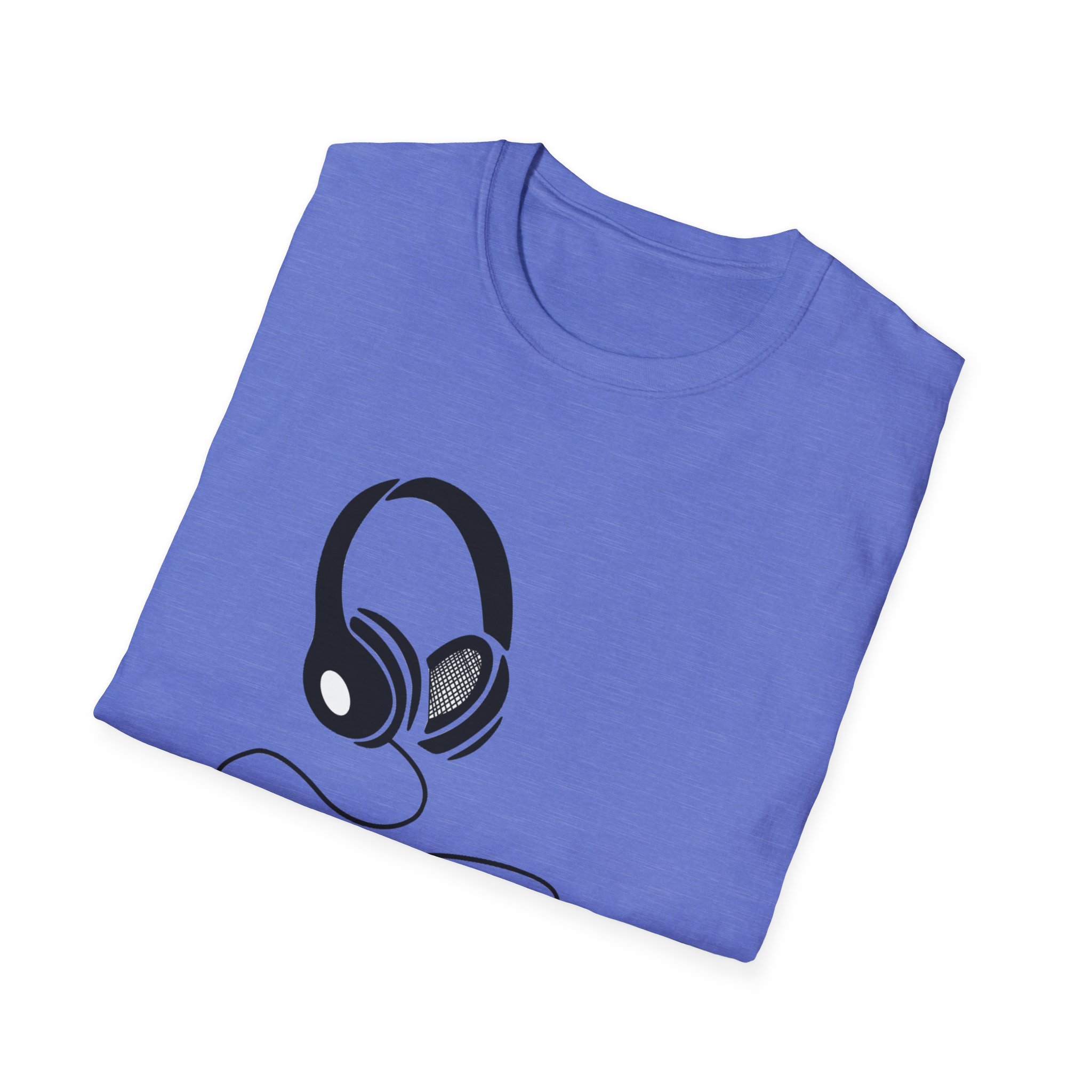 Music Lover Unisex Softstyle T-Shirt with Headphones Design - Image 48