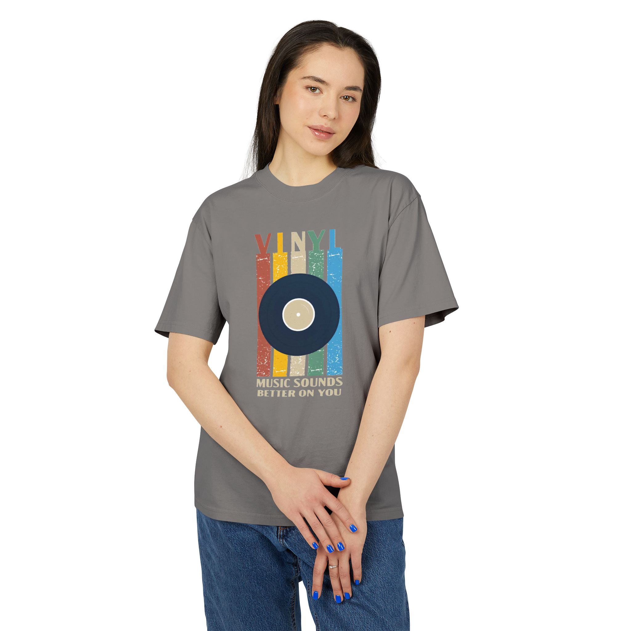 Vinyl Music Sounds Unisex Heavy Faded Tee - Image 15