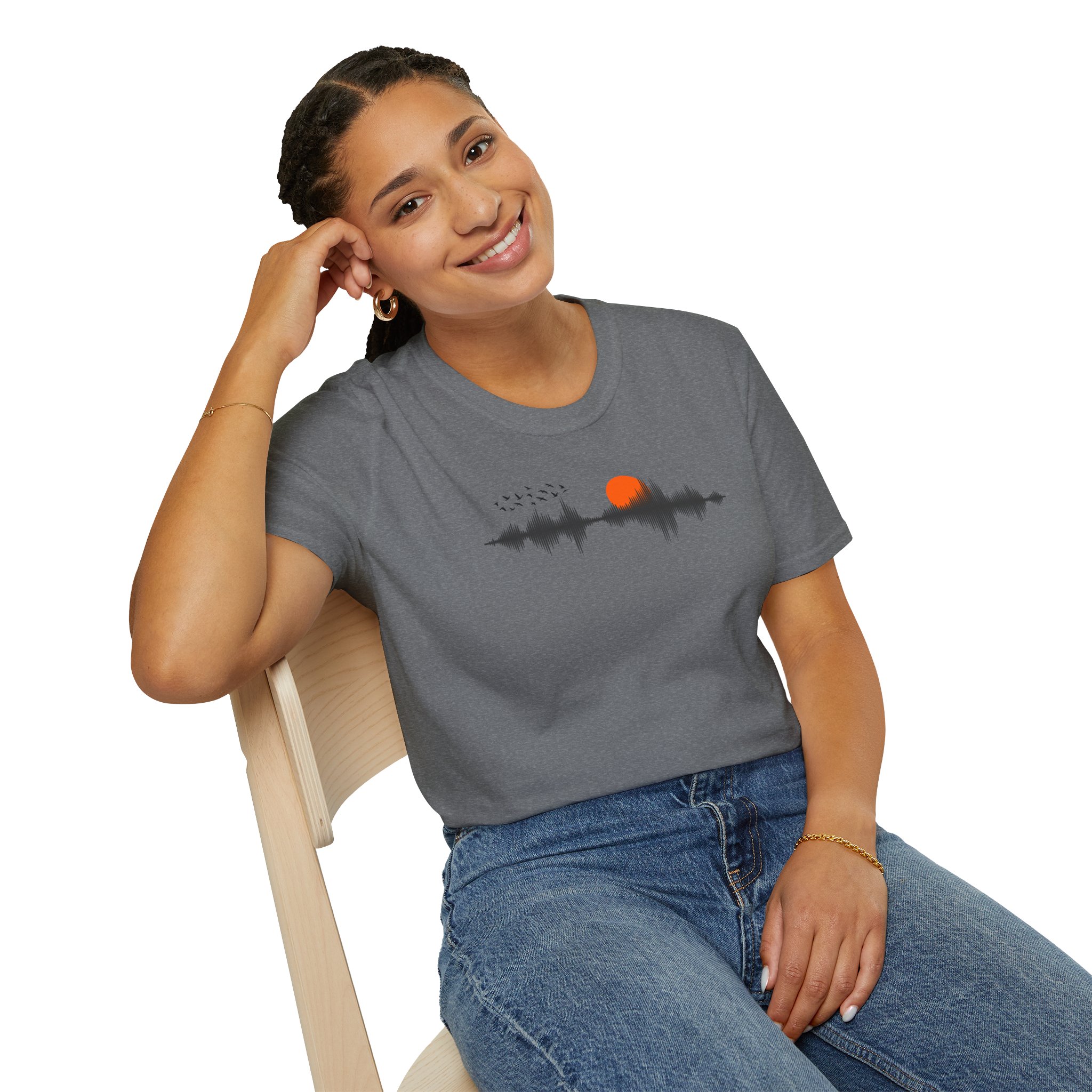 Sunset Soundwave T-Shirt — Minimal Nature Waveform Tee - Image 87