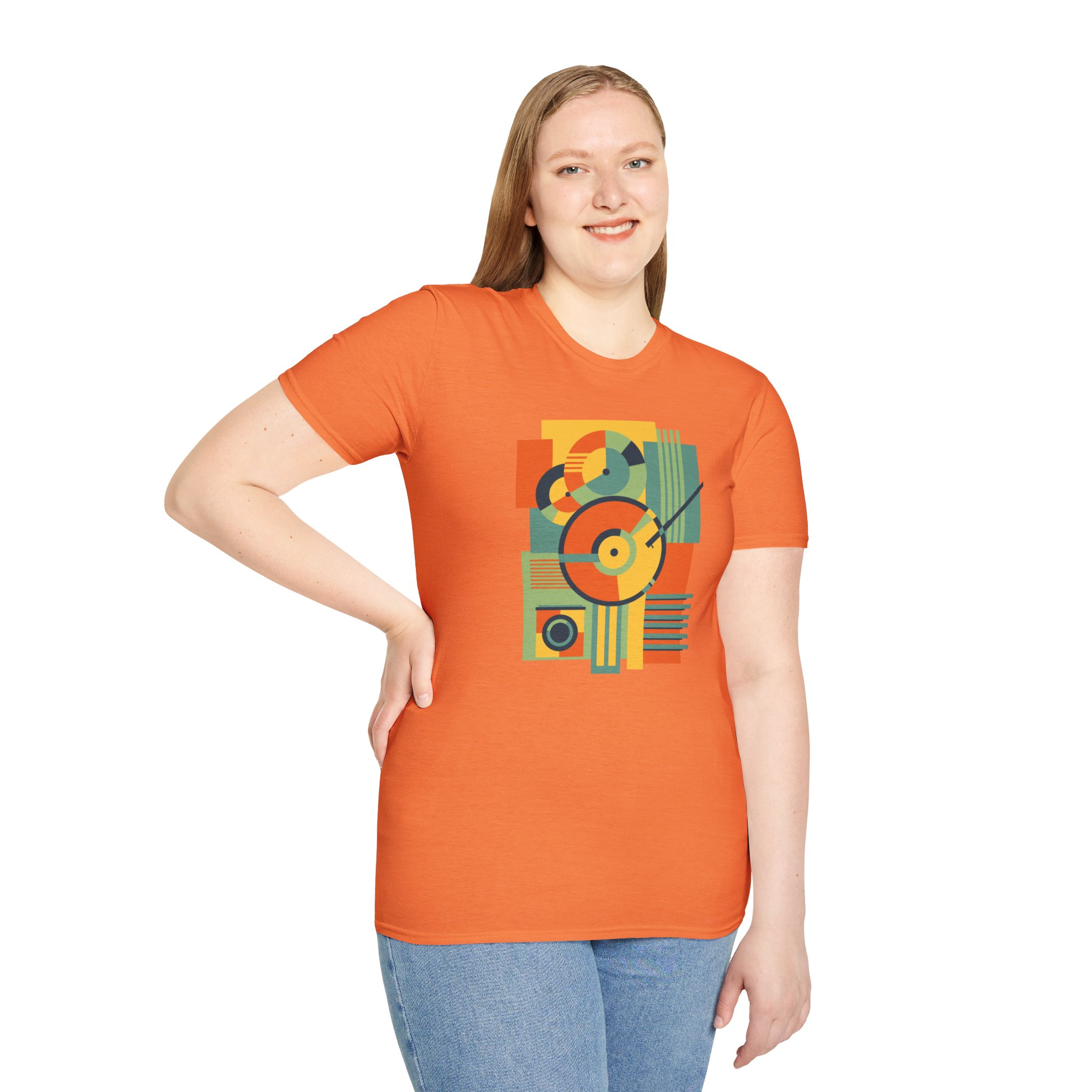 Retro Geometric Vinyl Record T-Shirt - Image 21
