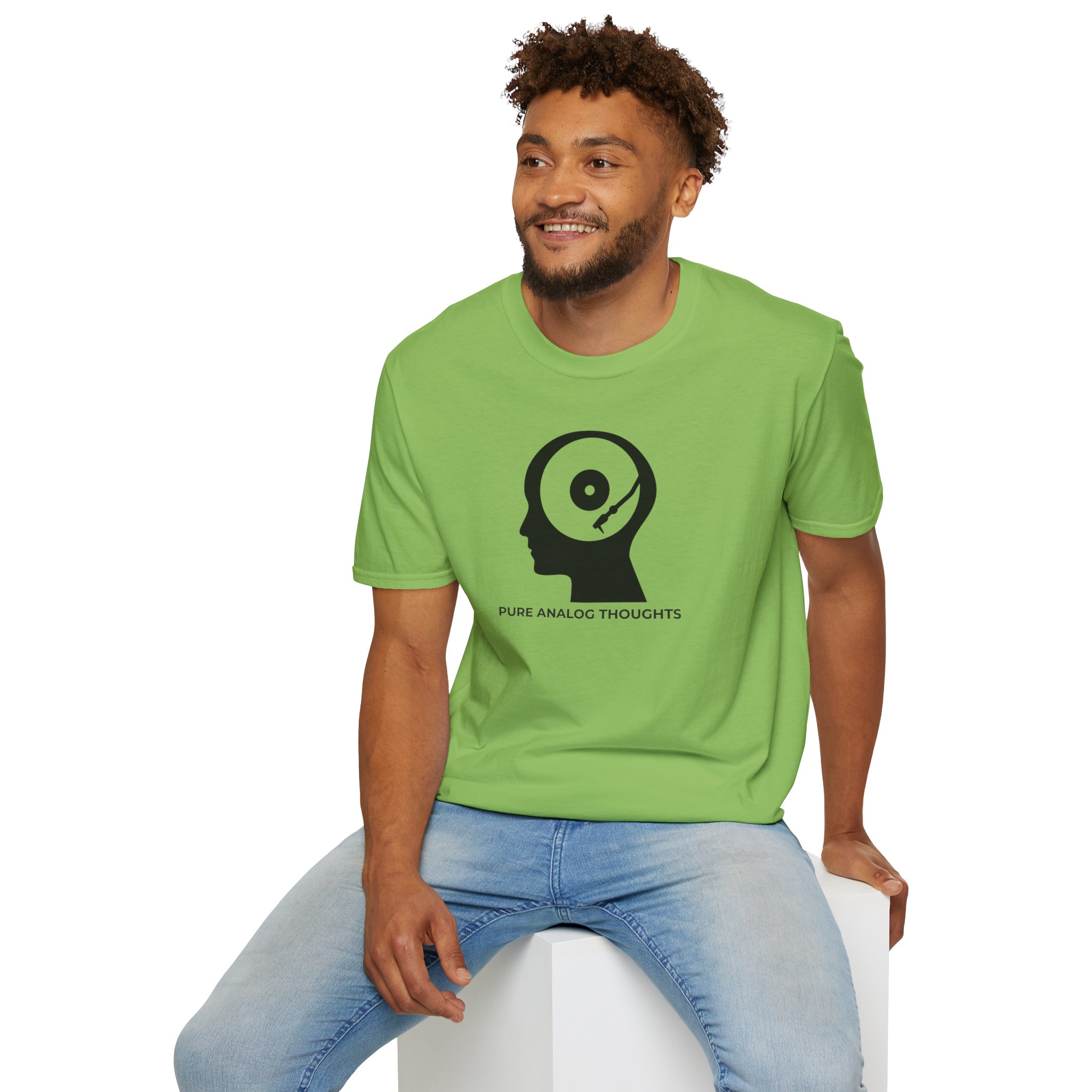 Analog Thoughts T-Shirt — 'Pure Analog Thoughts' Record Head Graphic Tee - Image 80
