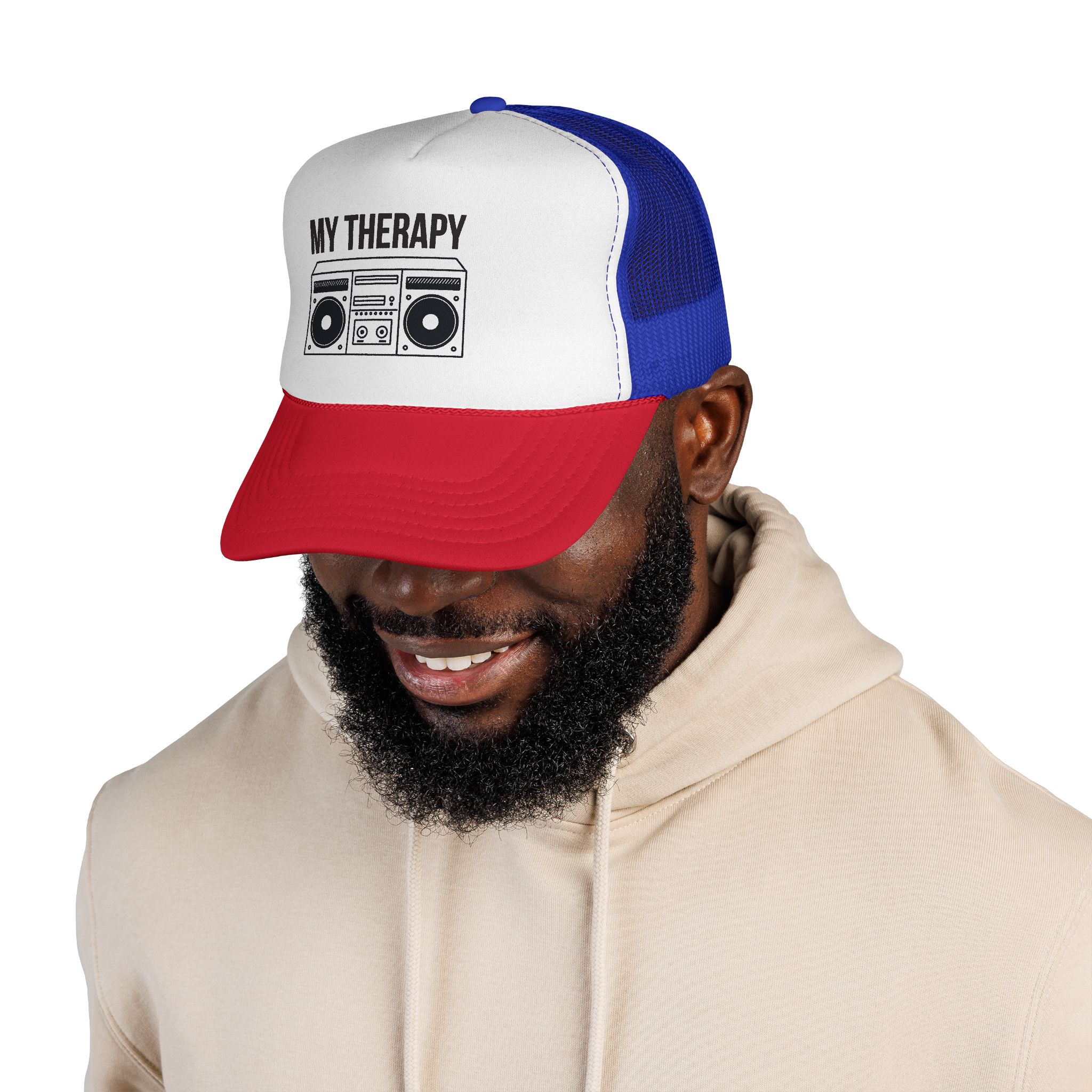 Trucker Cap — "My Therapy" Boombox Mesh Hat - Image 45