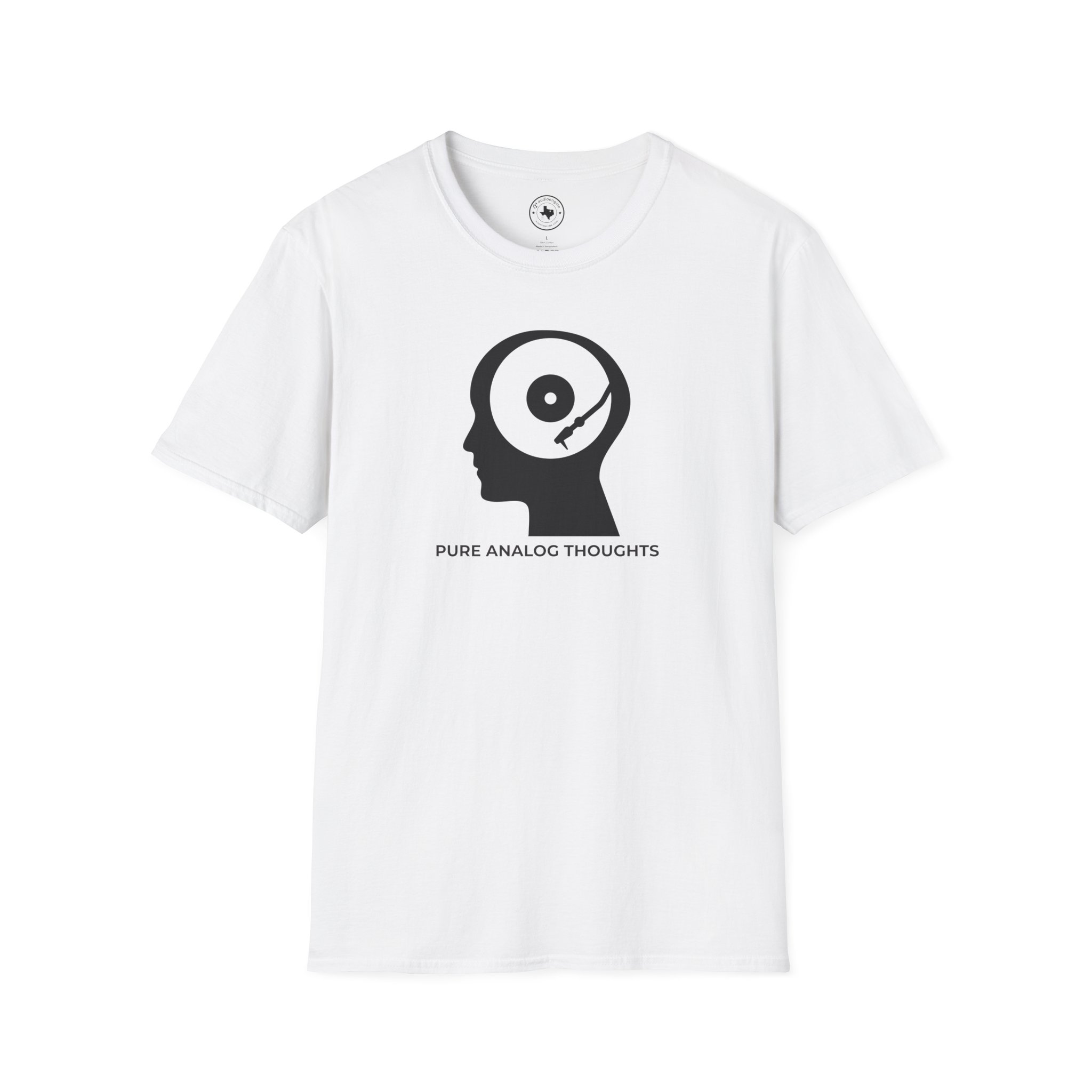 Analog Thoughts T-Shirt — 'Pure Analog Thoughts' Record Head Graphic Tee - Image 9