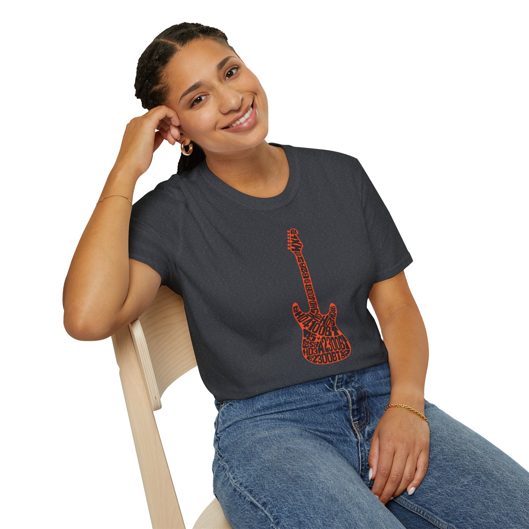 Electric Guitar Graphic T-Shirt — Red Psychedelic Music Tee - Image 115