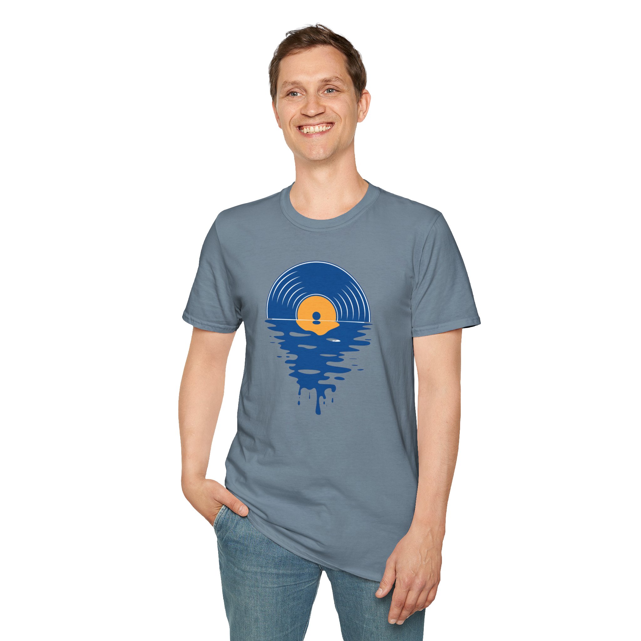 Sunset Vinyl Record T‑Shirt — Retro Music Lake Graphic Tee - Image 208
