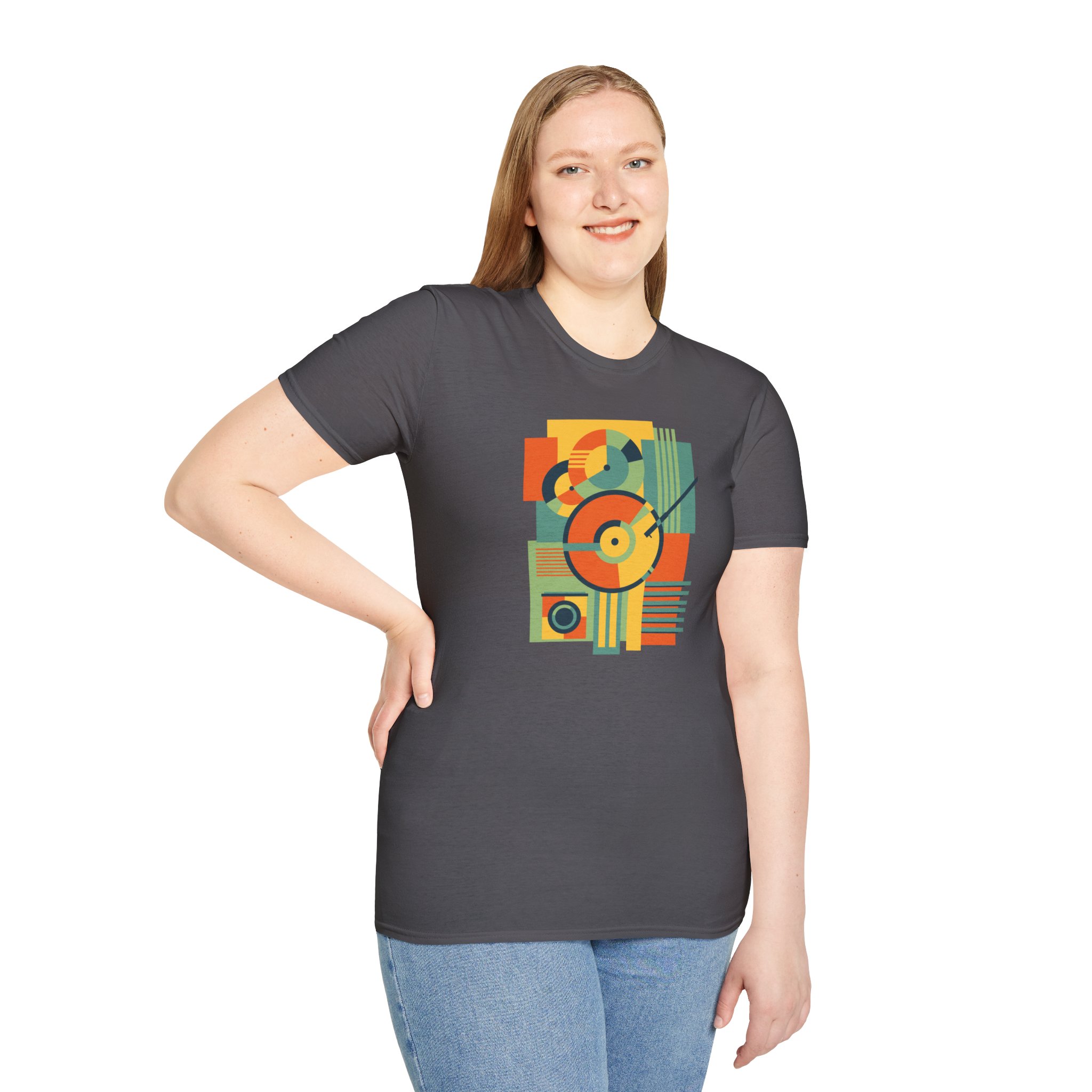 Retro Geometric Vinyl Record T-Shirt — Vintage Music Graphic Tee - Image 95