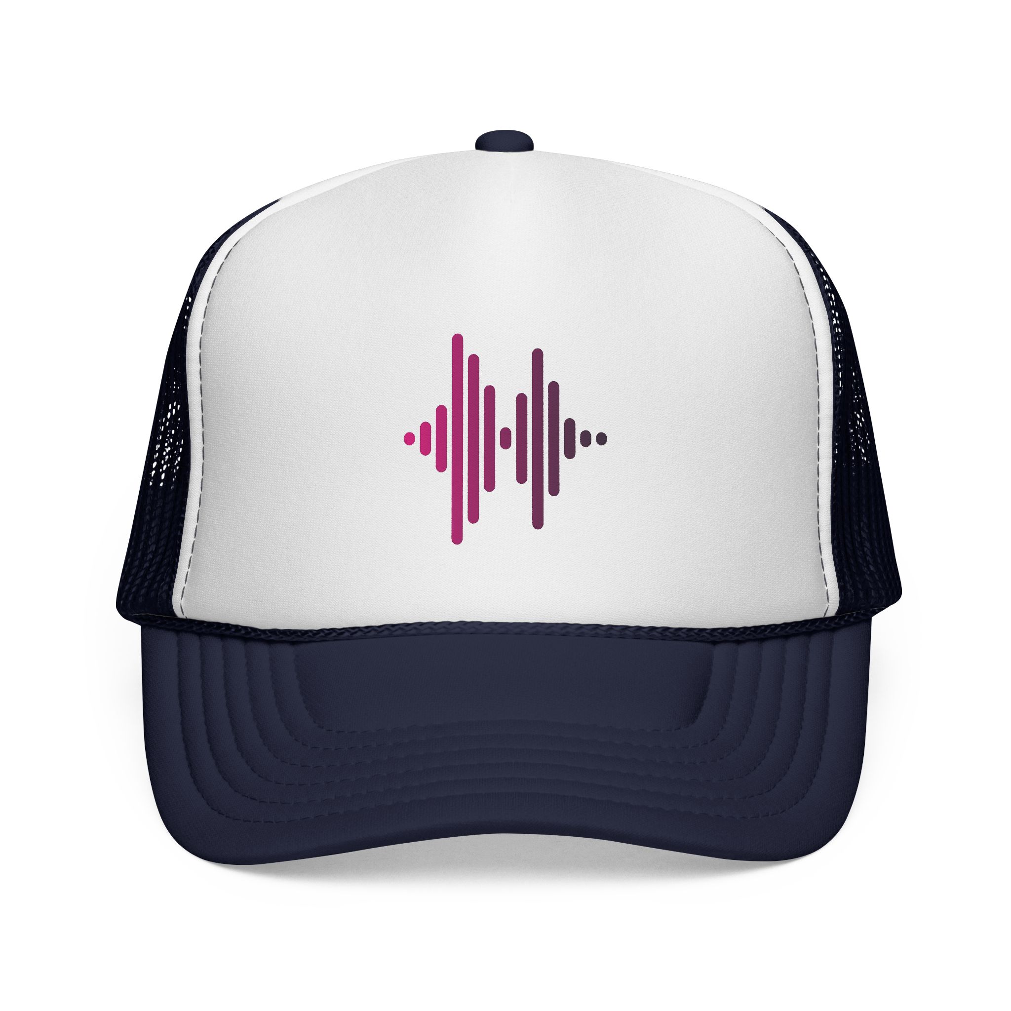Soundwave Trucker Cap — Pink Gradient Audio Logo Mesh Hat - Image 1
