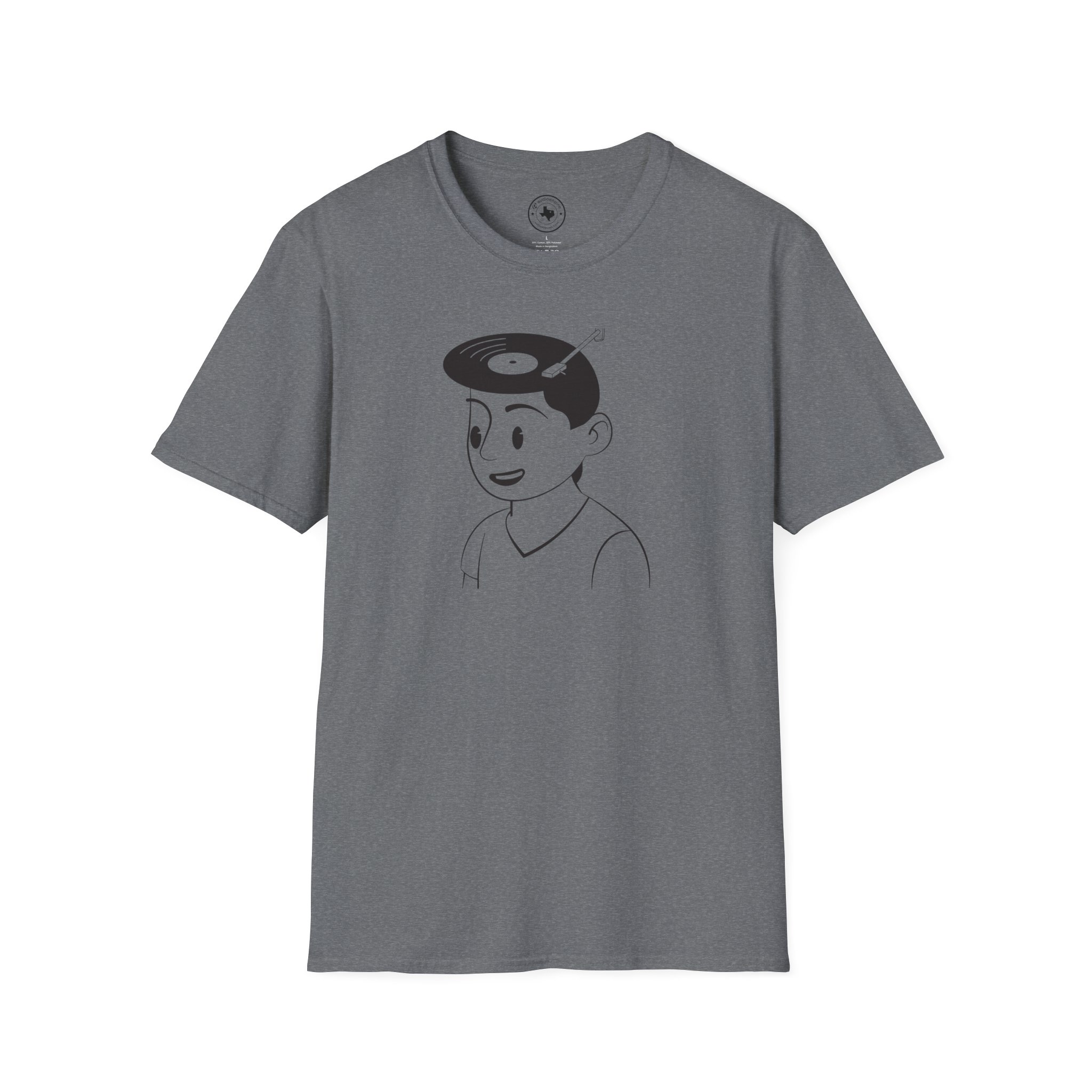 Retro Vinyl Head Illustration T-Shirt - Image 73