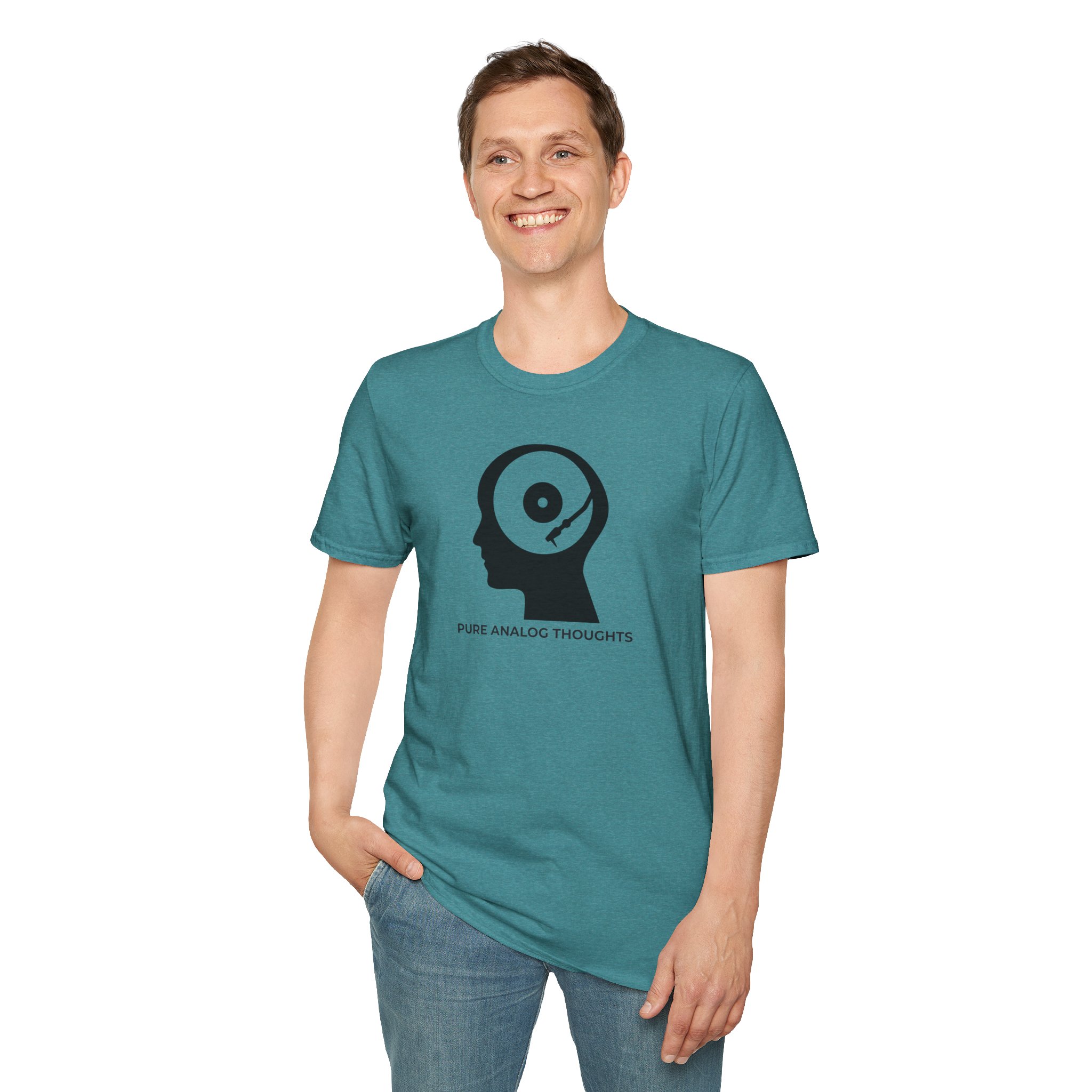 Analog Thoughts T-Shirt — 'Pure Analog Thoughts' Record Head Graphic Tee - Image 6