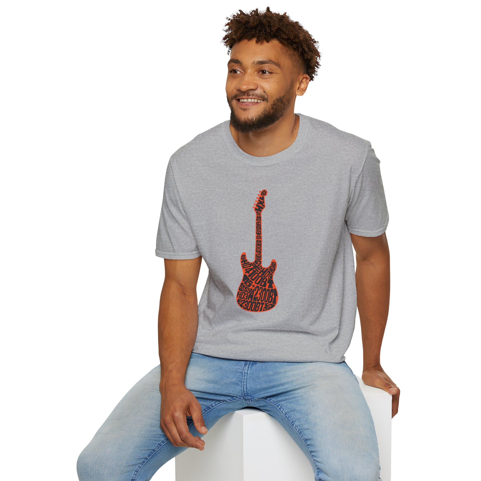 Electric Guitar Graphic T-Shirt — Red Psychedelic Music Tee - Image 53