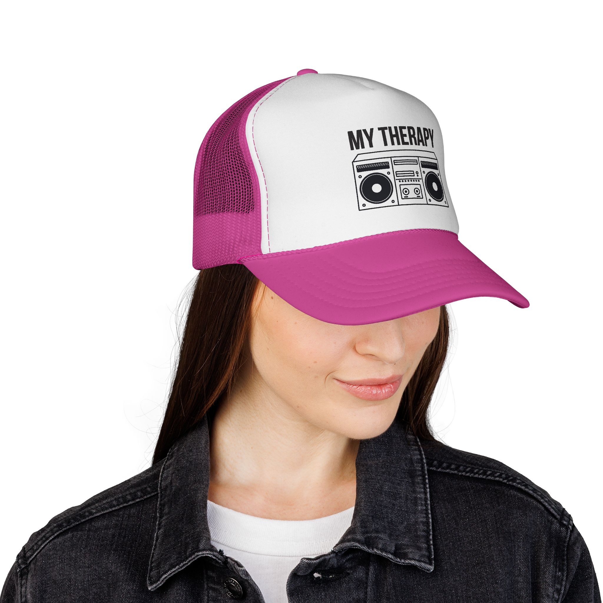 Trucker Cap — "My Therapy" Boombox Mesh Hat - Image 34