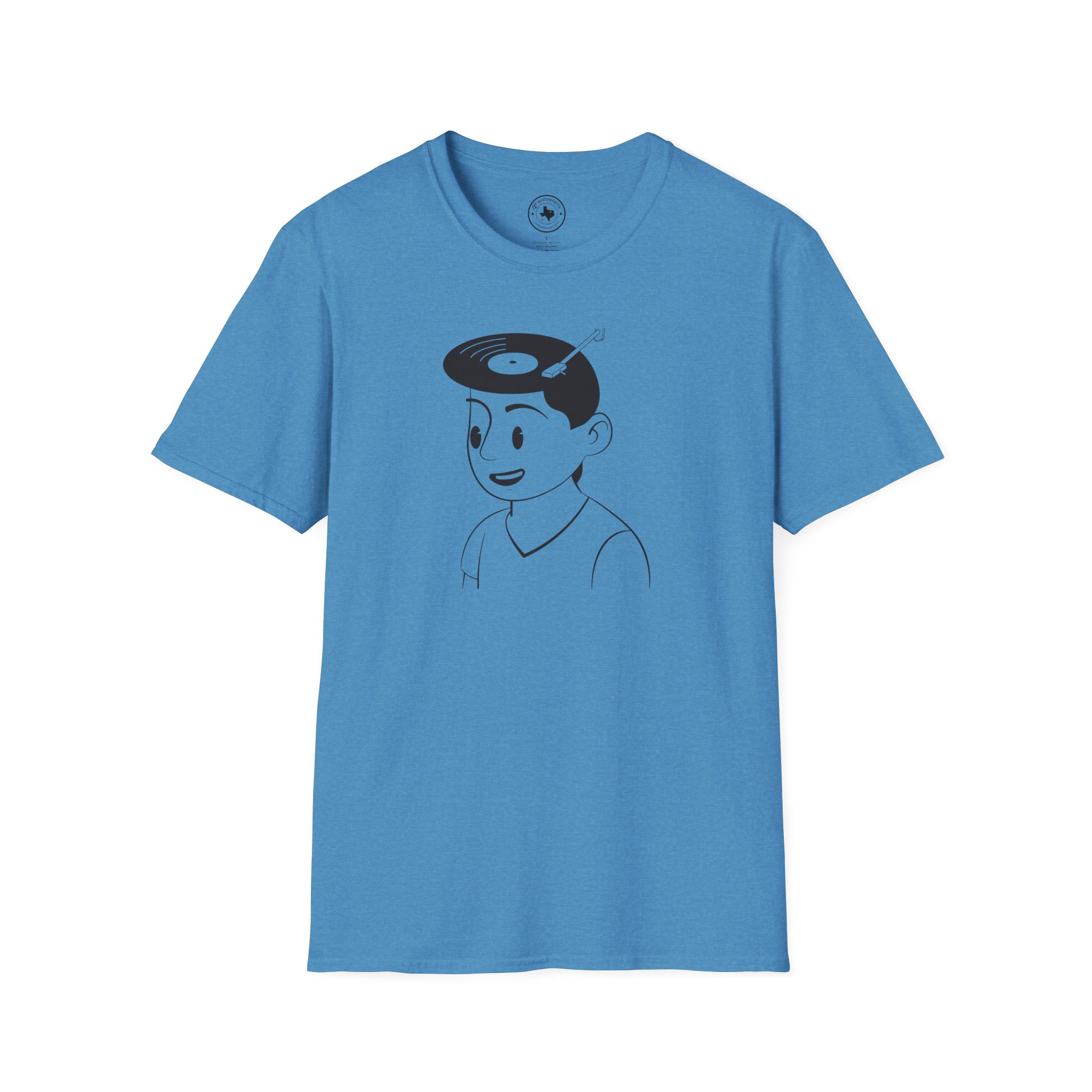 Retro Vinyl Head Illustration T-Shirt - Image 81