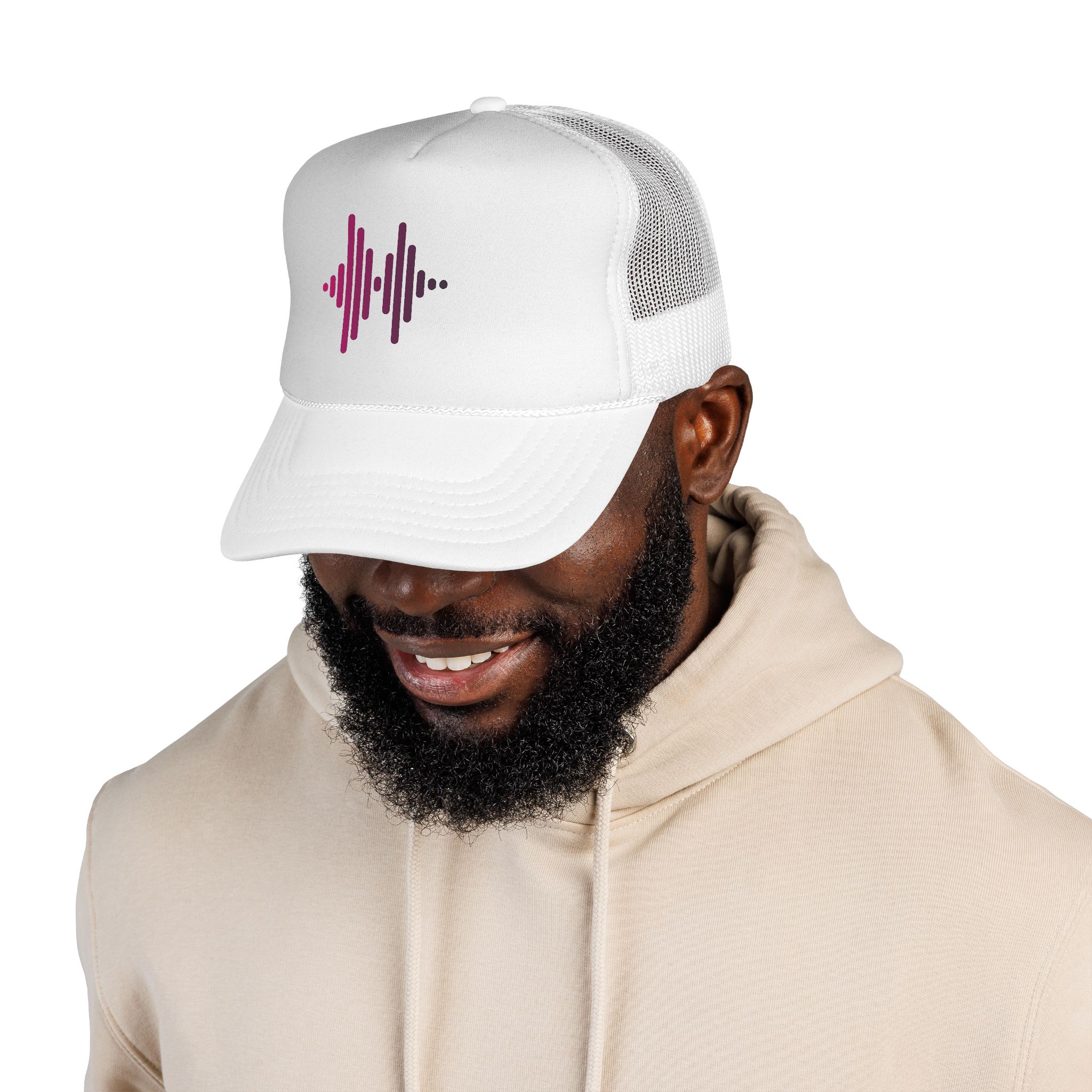 Soundwave Trucker Cap — Pink Gradient Audio Logo Mesh Hat - Image 50
