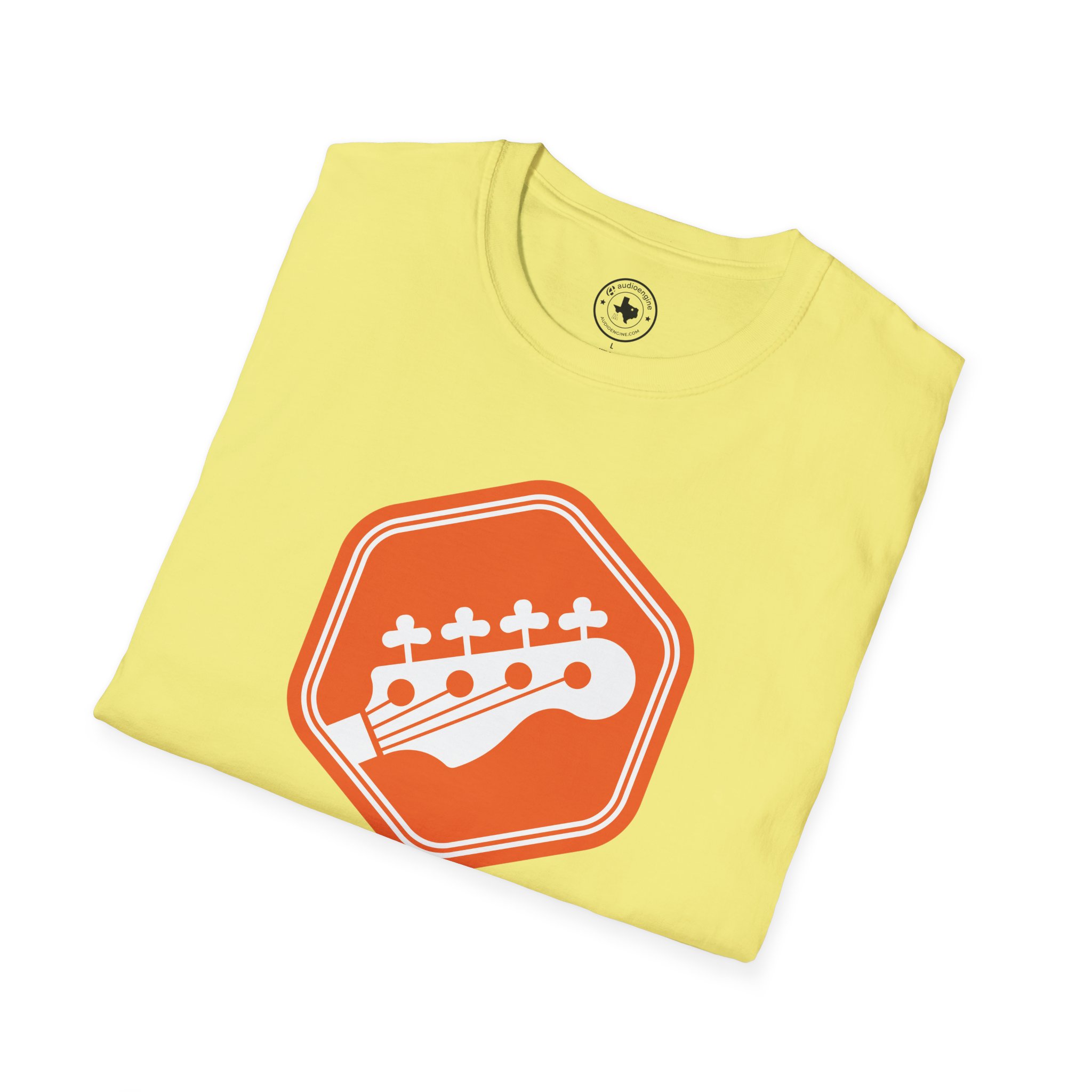 Orange Bass Guitar Badge T-Shirt — Retro Musician Tee for Bass Players - Image 49