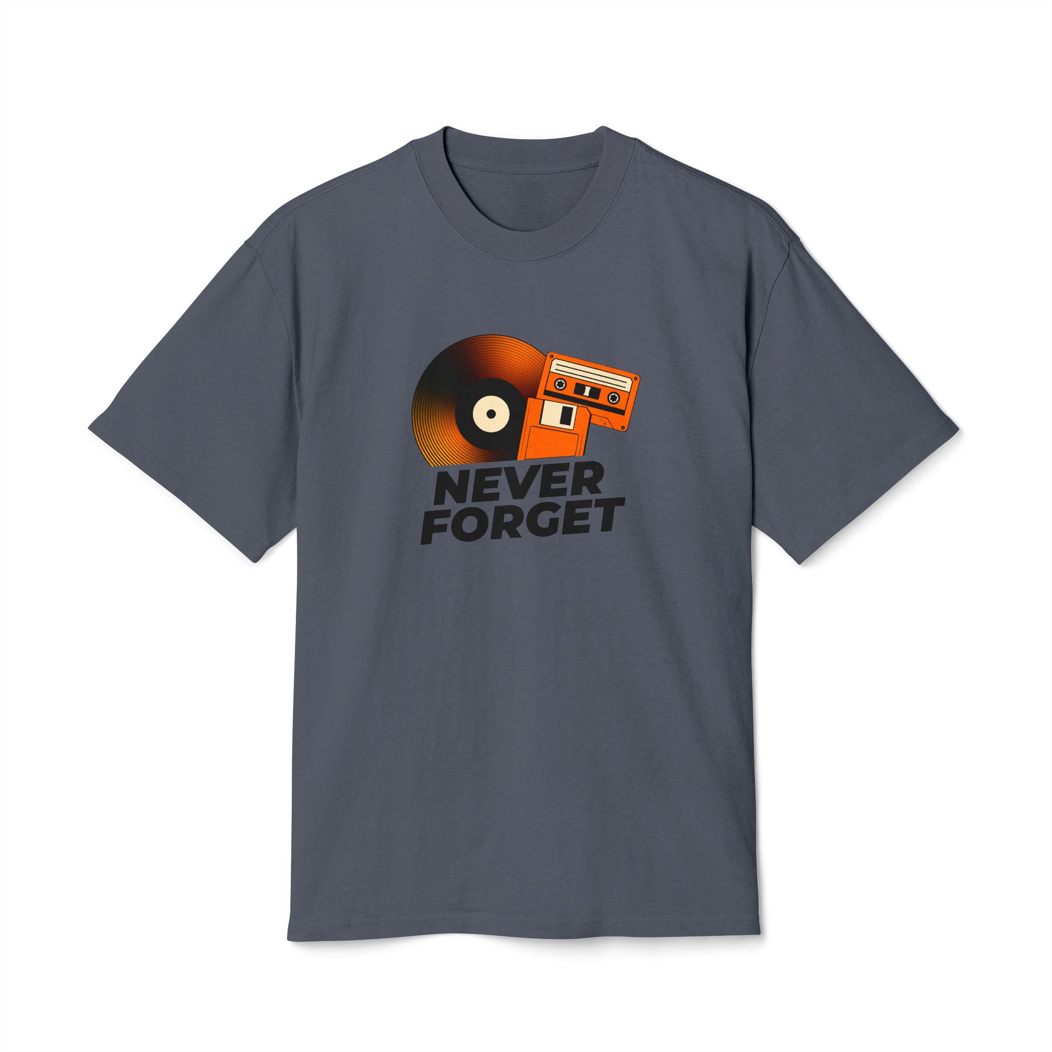 Retro Music Theme Unisex Heavy Faded Tee - 'Never Forget' - Image 21