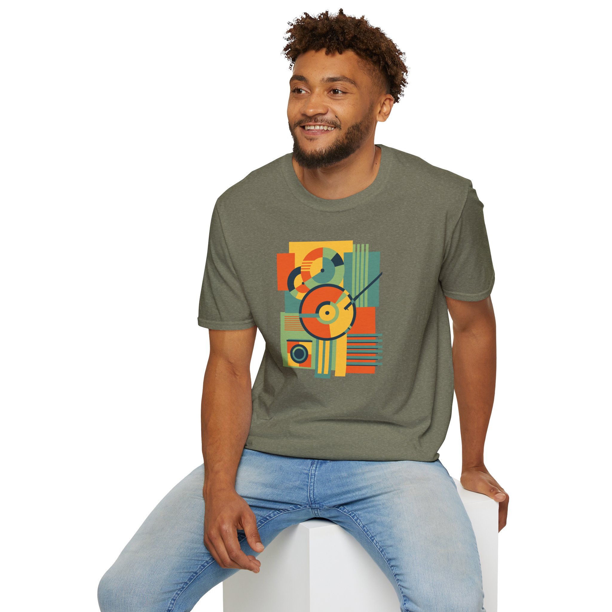 Retro Geometric Vinyl Record T-Shirt — Vintage Music Graphic Tee - Image 59