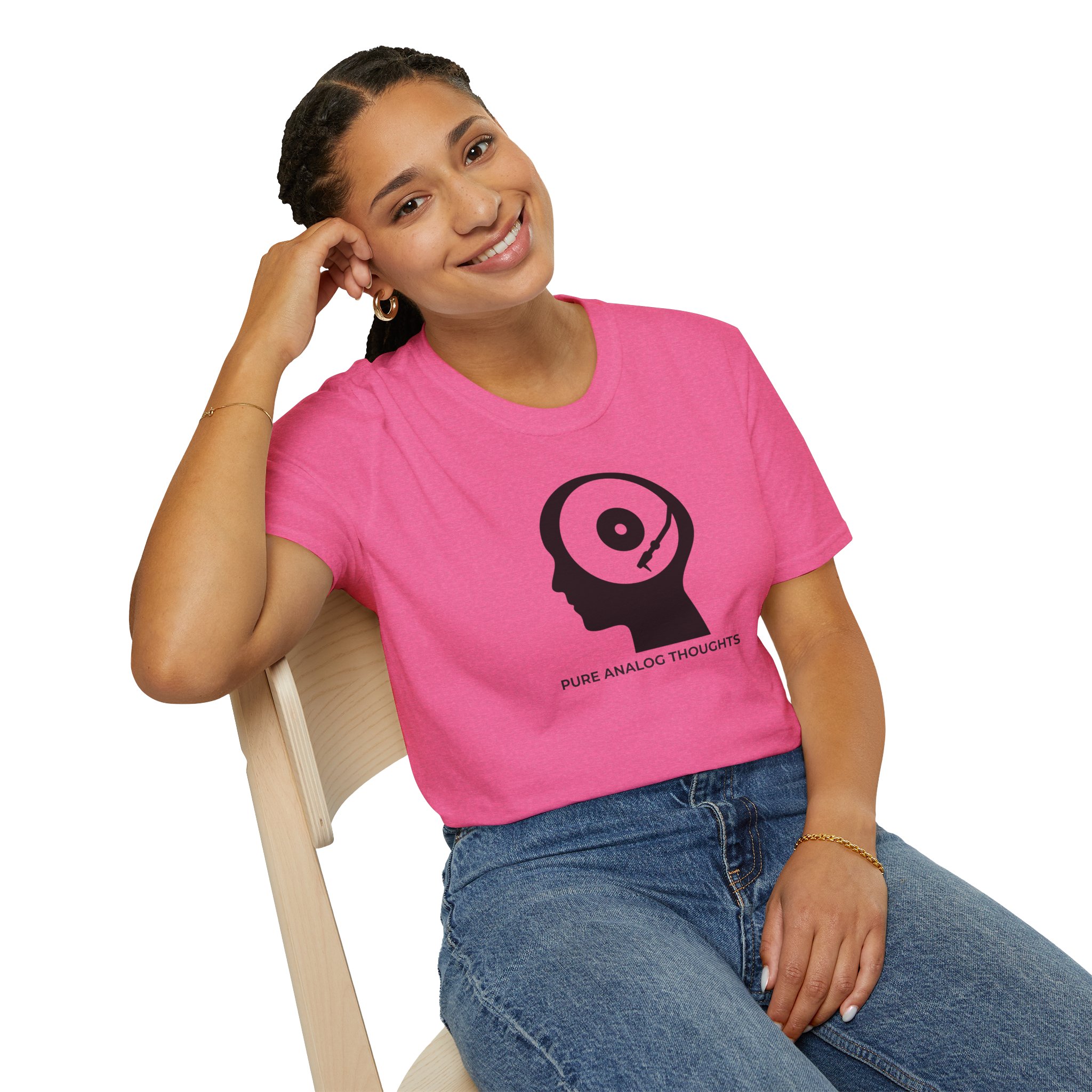 Analog Thoughts T-Shirt — 'Pure Analog Thoughts' Record Head Graphic Tee - Image 111