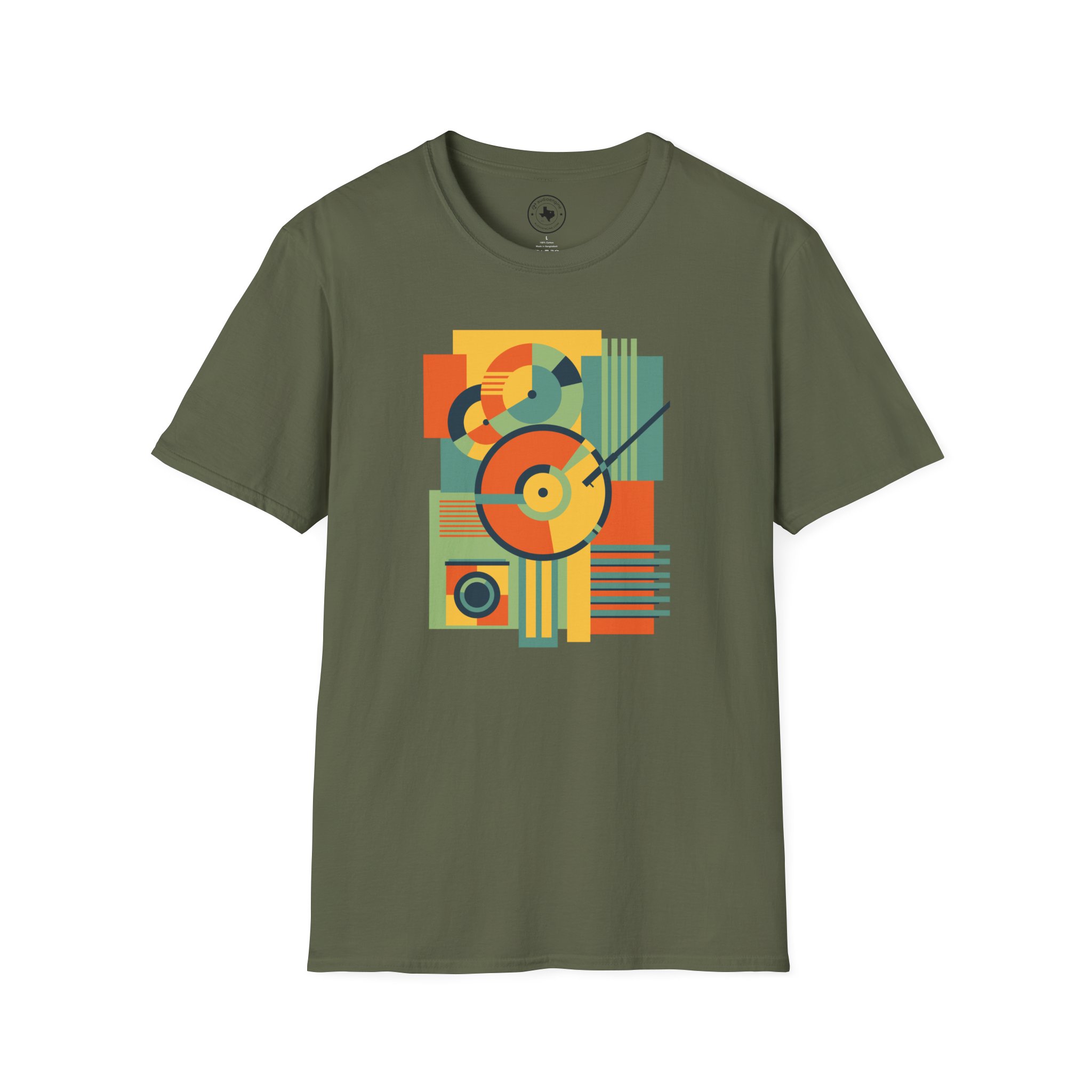 Retro Geometric Vinyl Record T-Shirt - Image 65