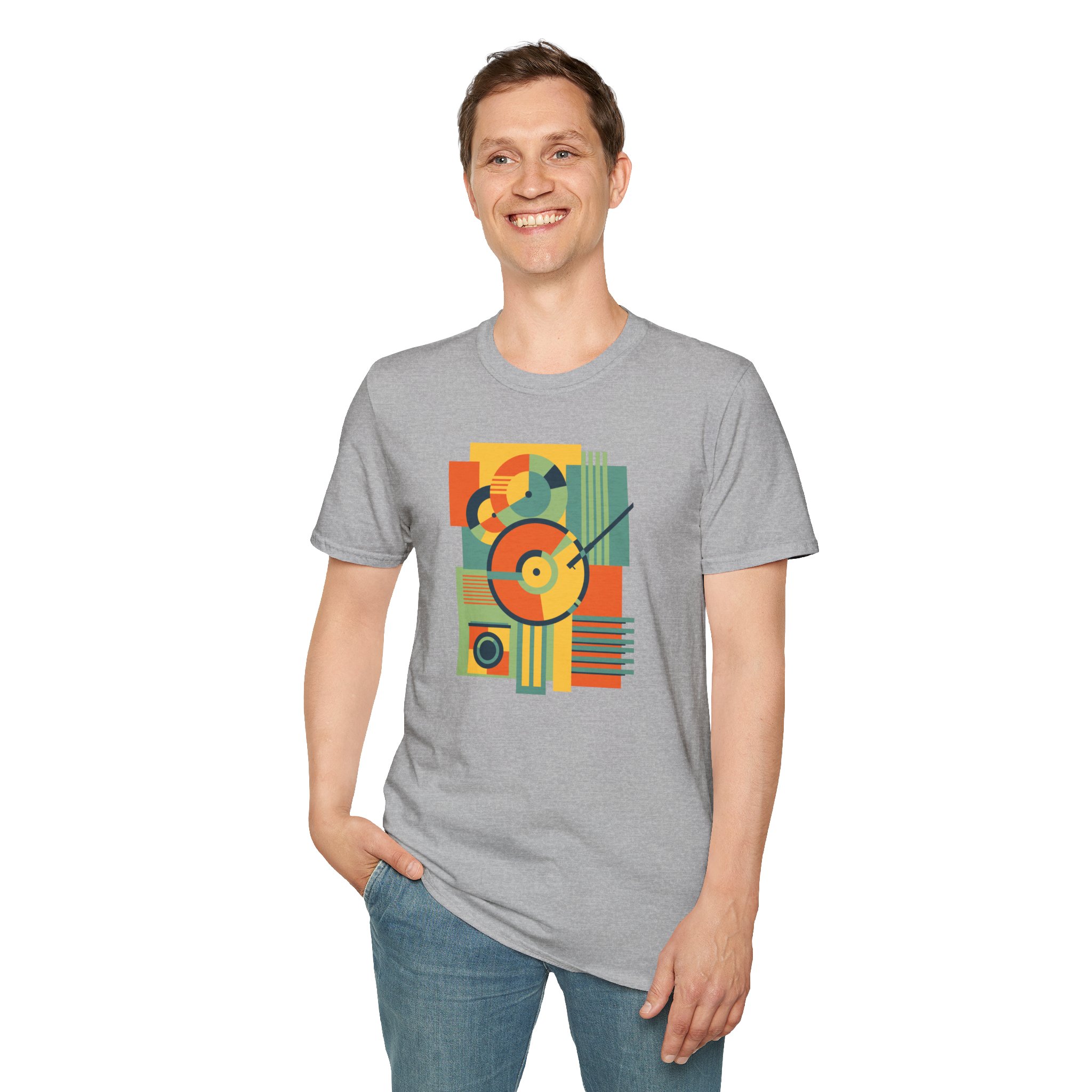 Retro Geometric Vinyl Record T-Shirt — Vintage Music Graphic Tee - Image 46